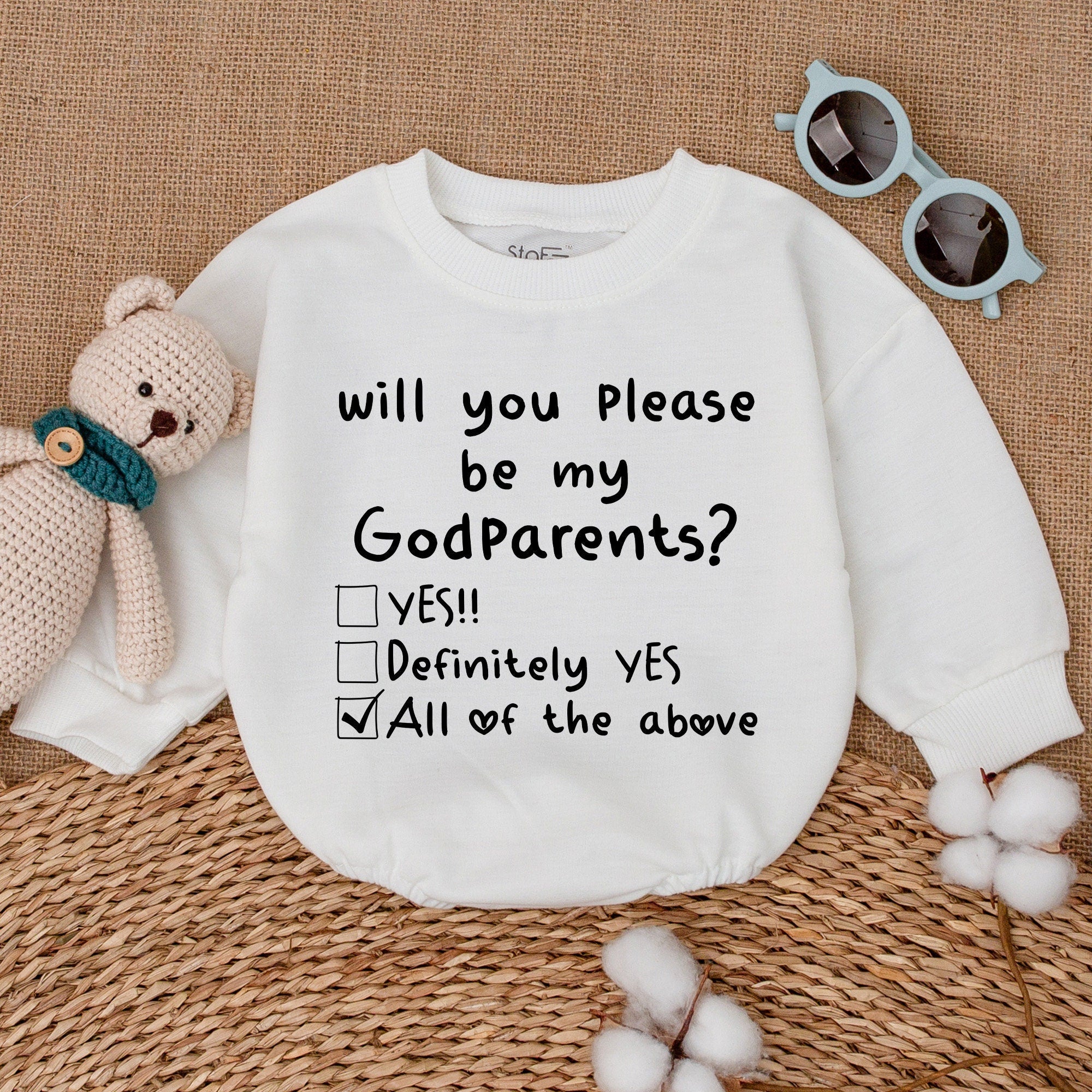 Will You Please Be My Godparents Romper Playful Proposal Bodysuit Baby Shower Gift Cotton Soft Newborn Outfit Infant Announcement