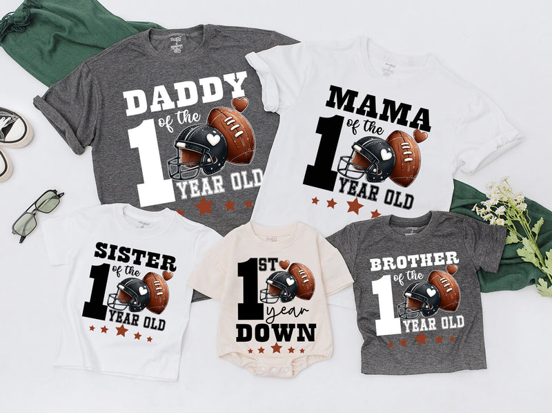 Football First Birthday Family Shirts with Sporty Design