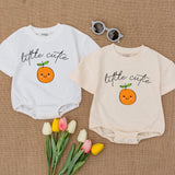 Little Cutie Baby Romper with Smiling Orange Face Comfortable Cotton Outfit for Baby Showers or Casual Wear Bright Fruit Design
