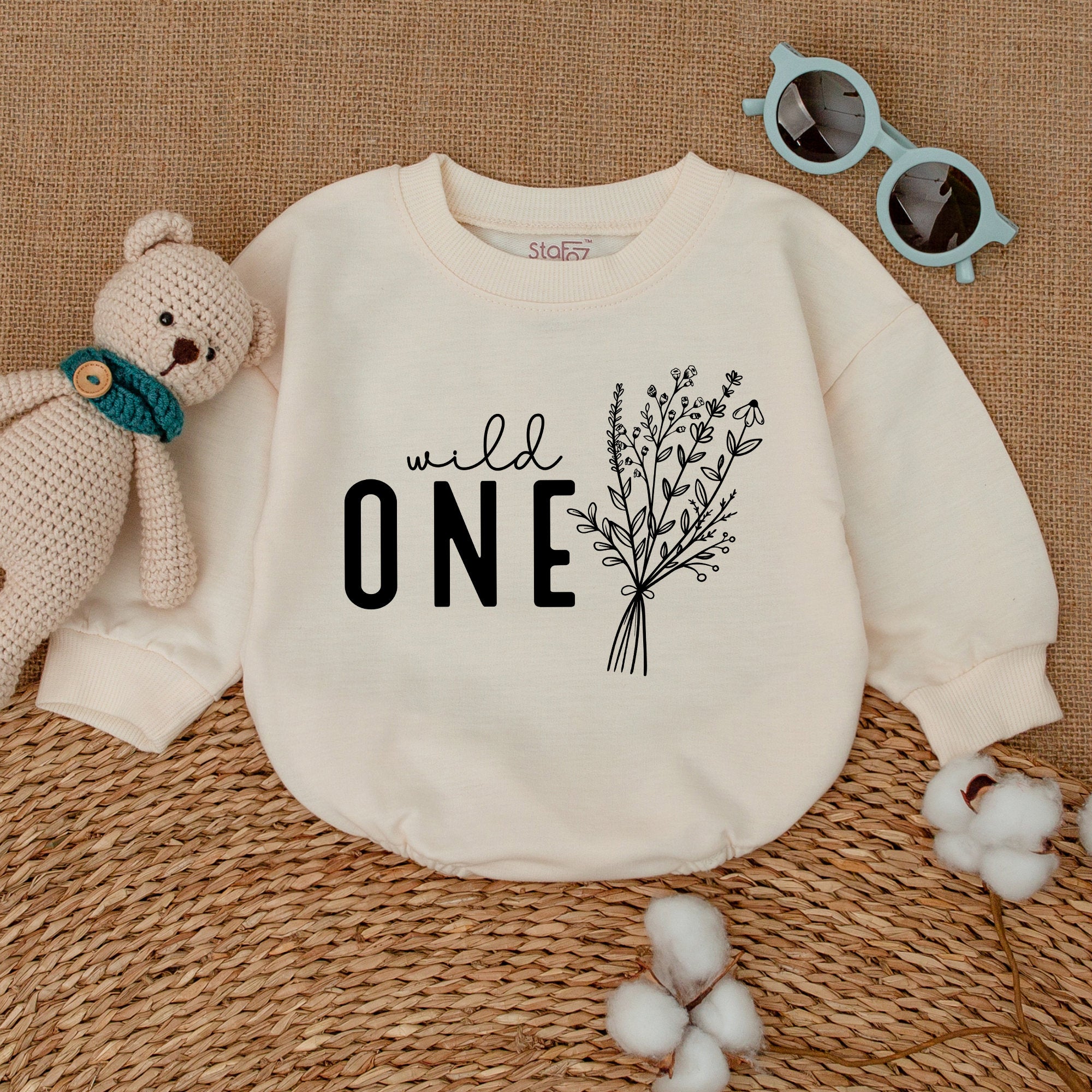 Wild One Floral Baby Romper for Birthdays & Special Occasions