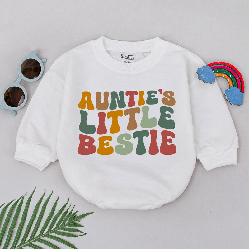 Retro Auntie's Little Bestie Baby Romper for Newborns