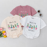 What's Up Succa Baby Romper with Cactus Design Funny Gift Unisex Hipster Clothes Soft Cotton Bodysuit for Baby or Toddler Party Wear
