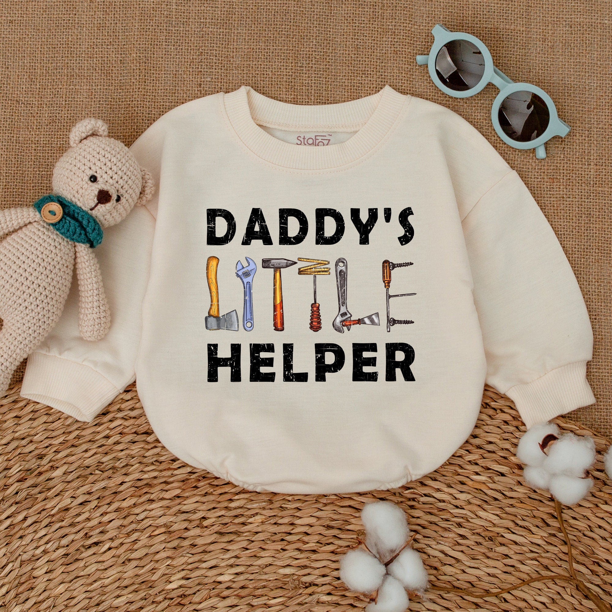 Daddy's Little Helper Baby Romper with Tool Design