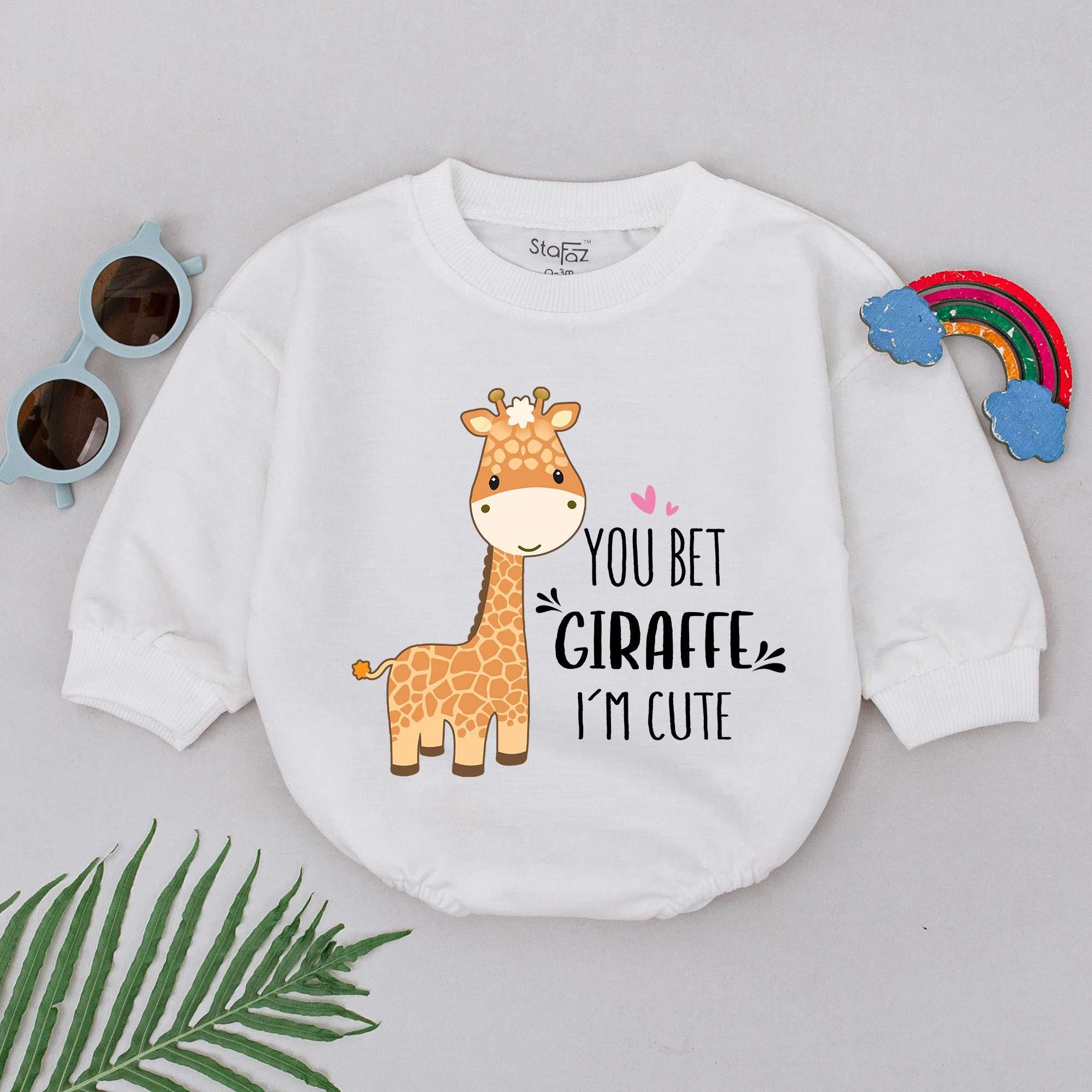 You Bet Giraffe I'm Cute Baby Romper Fun Cartoon Animal Outfit Gift for Boys Girls Soft Cotton Playful Design Infant Bodysuit
