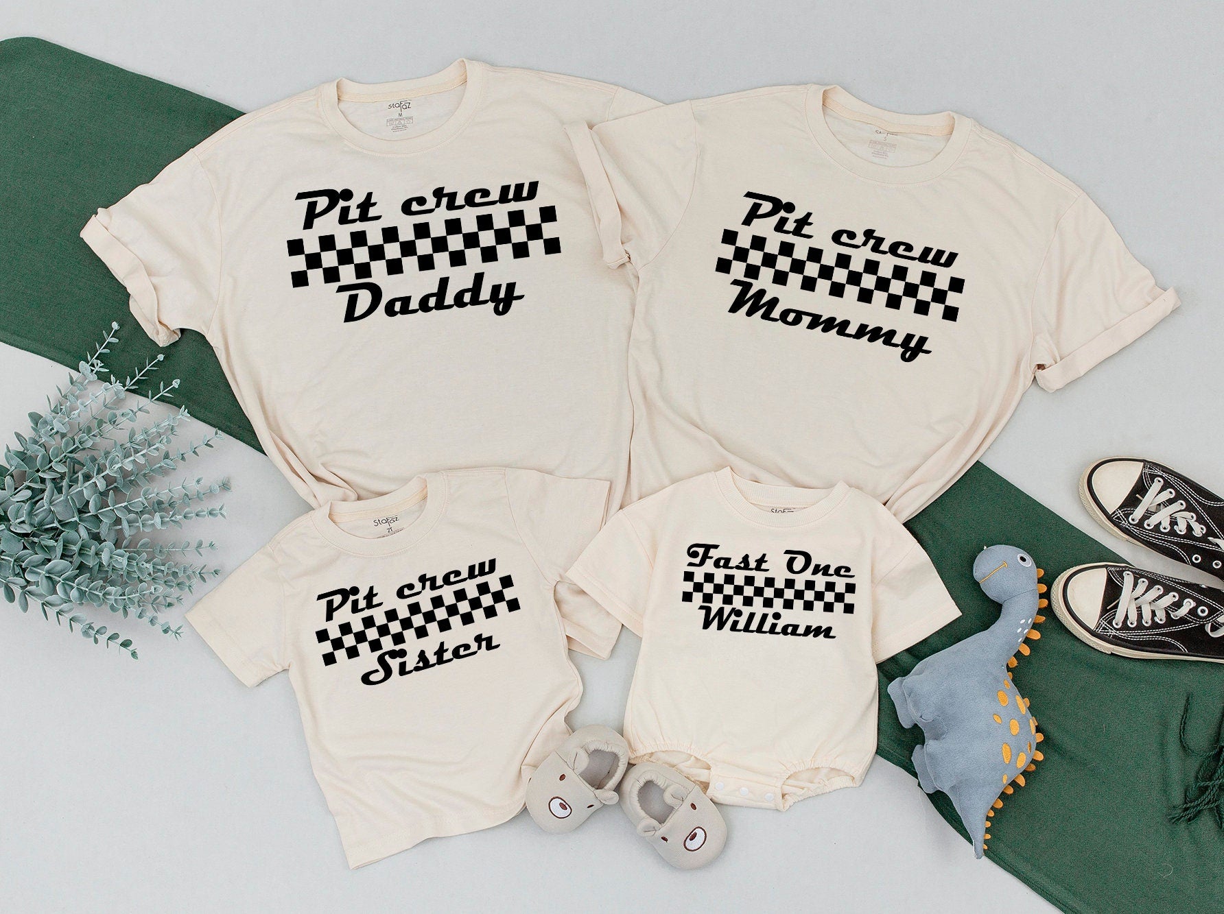 Fast One Family Birthday Shirts Personalized Race Car Theme Outfit Matching Cotton Tees for Mom Dad Sister Brother Toddler 1st Birthday