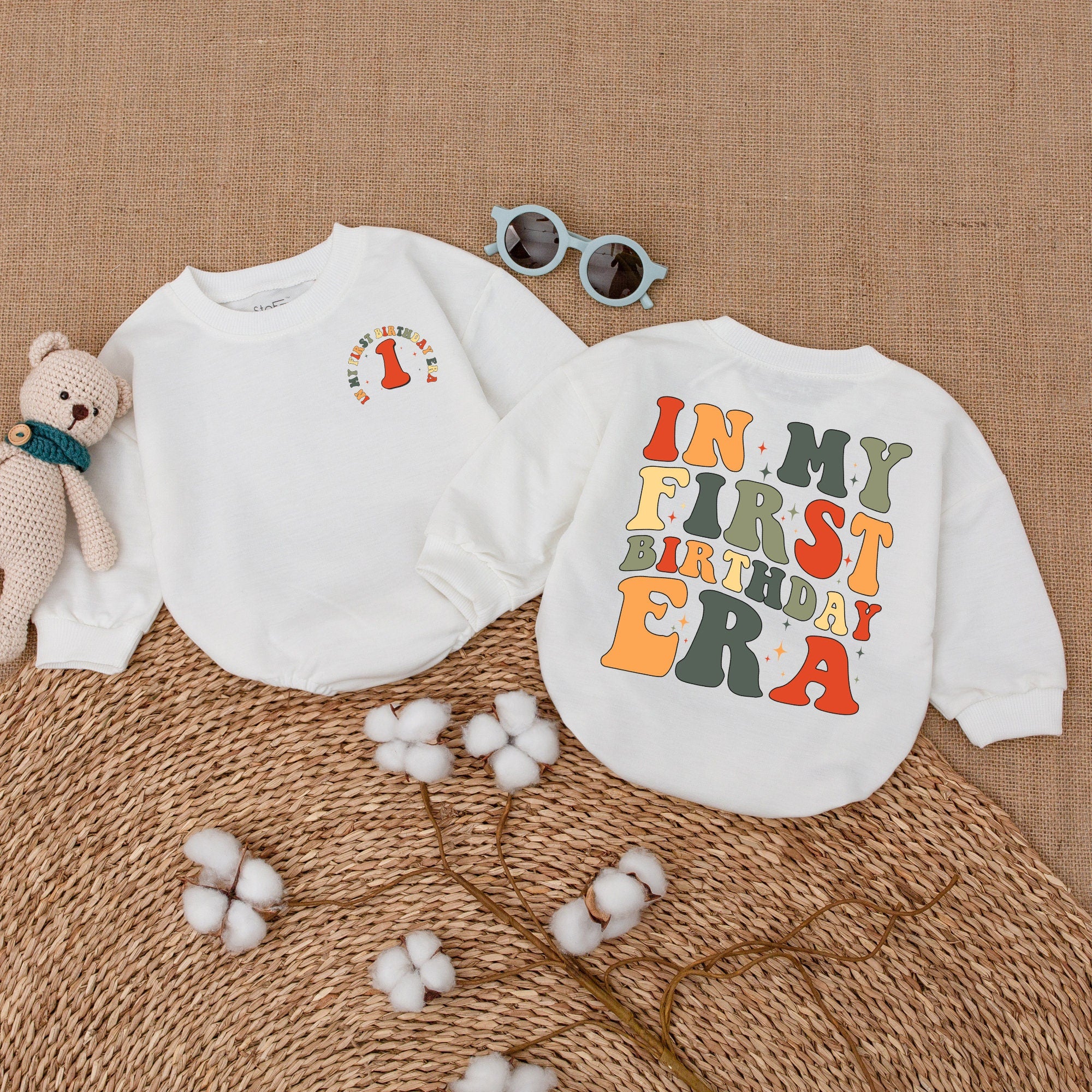 In My First Birthday Era Baby Romper Colorful Fun Outfit for Parties Smash Cake Newborn Bubble Romper Gift Soft Comfortable Cotton