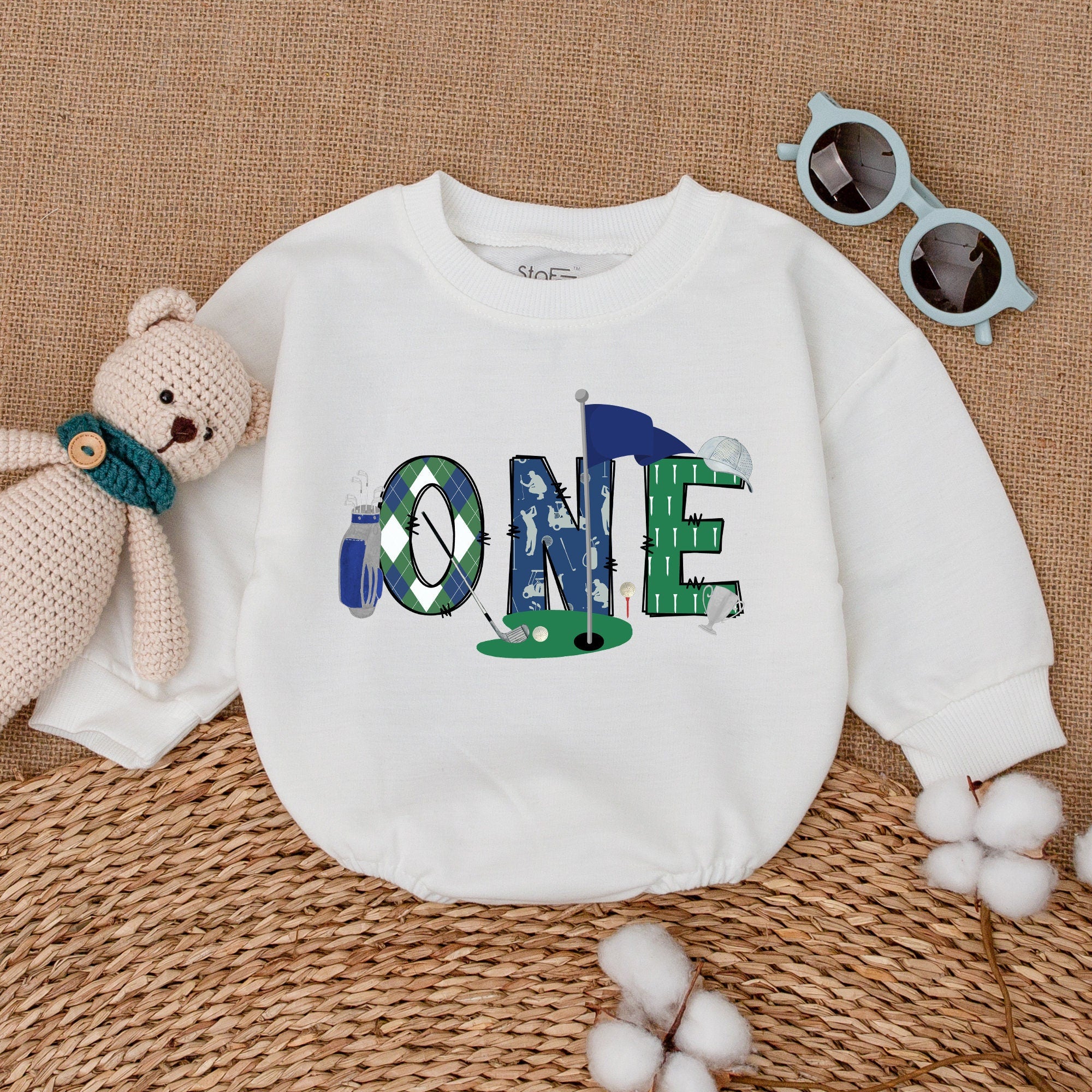 Golf-Themed First Birthday Romper: Celebrate His Big Day!