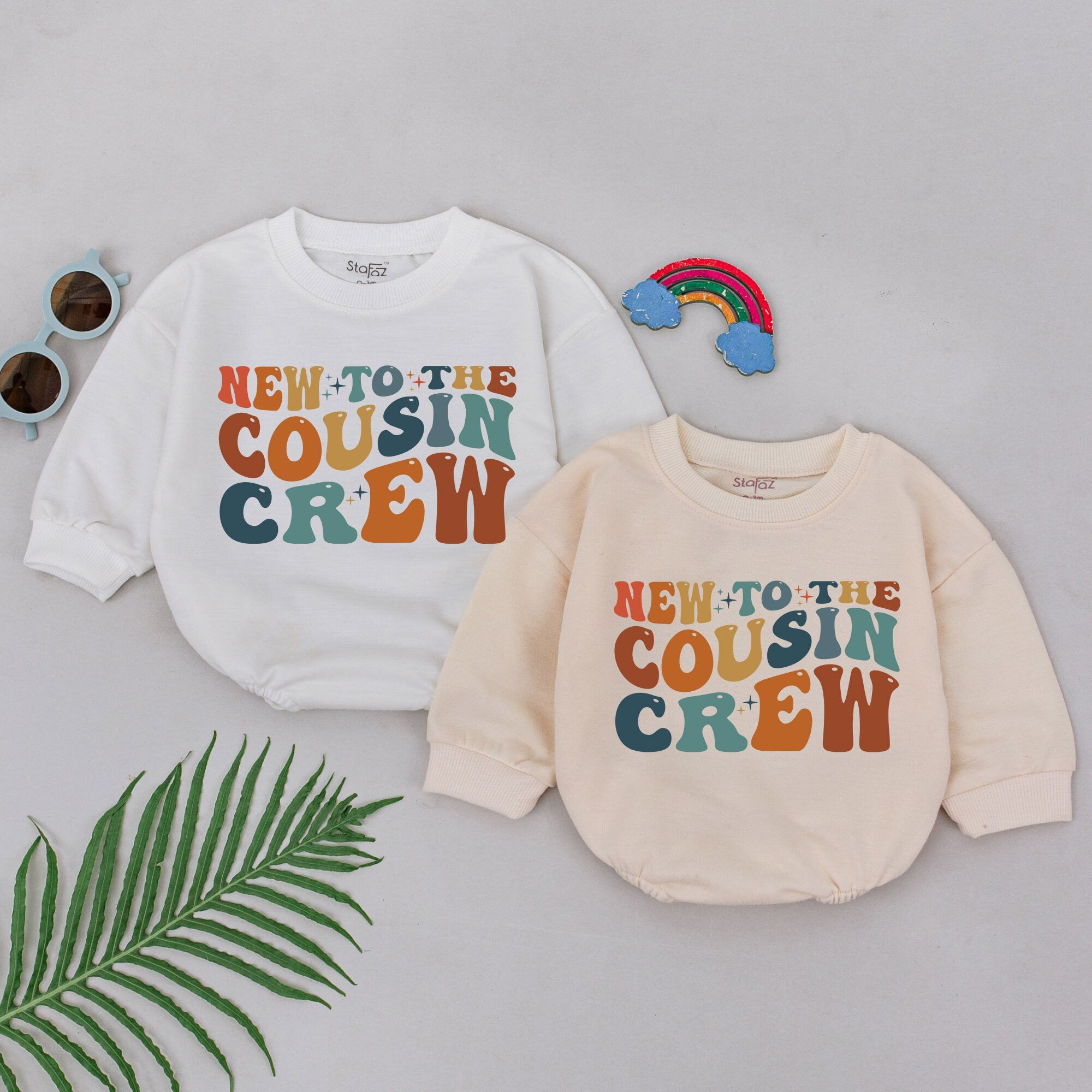 Retro New To The Cousin Crew Baby Romper Vibrant Font Birthday Outfit Soft Cotton Infant Bodysuit Perfect for Parties or Gifts