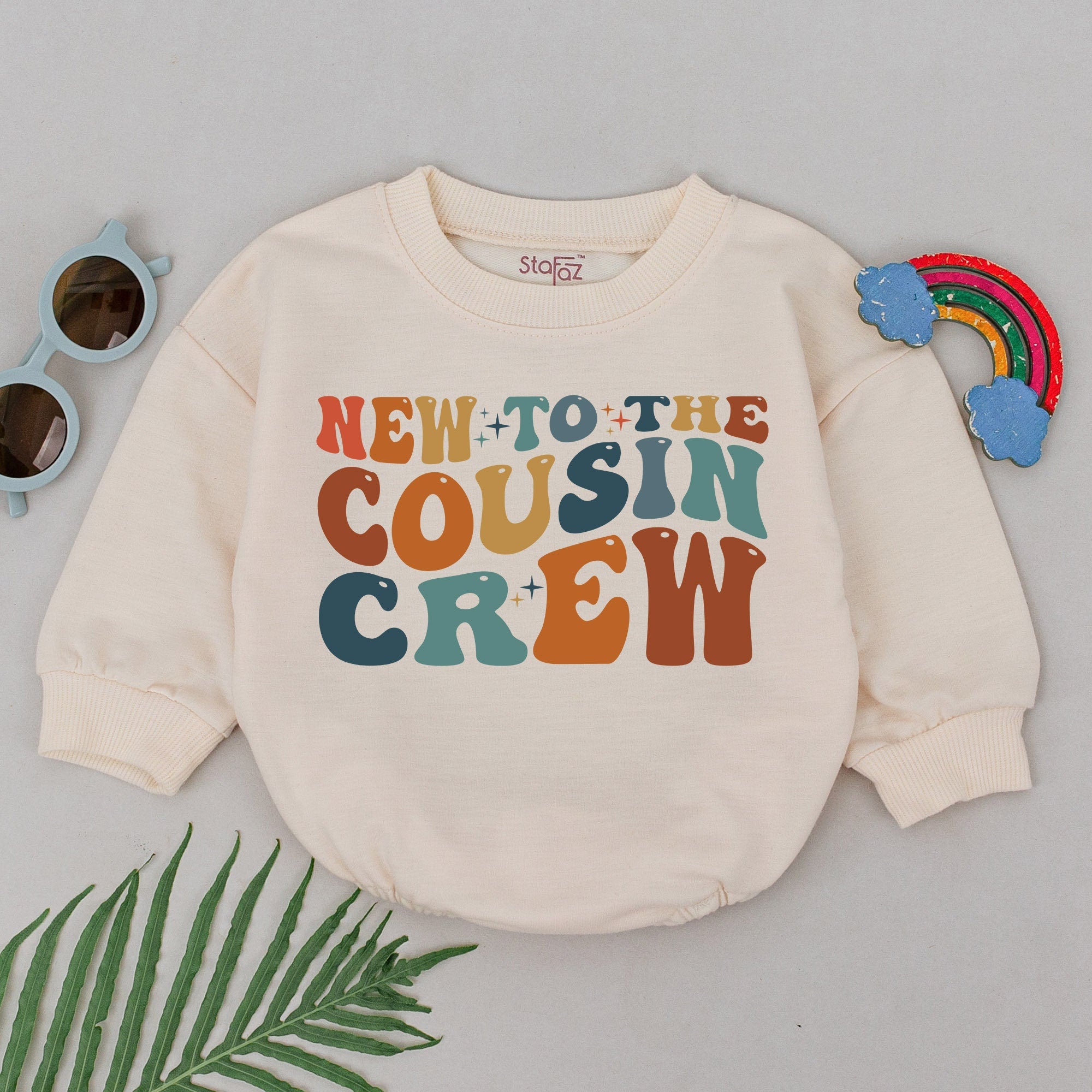 Retro New To The Cousin Crew Baby Romper Vibrant Font Birthday Outfit Soft Cotton Infant Bodysuit Perfect for Parties or Gifts