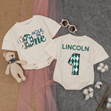 Hole in One Baby Romper with Argyle Golf Print, Personalized First Birthday Outfit, Soft Cotton Short-Sleeve Bodysuit for Baby Boys