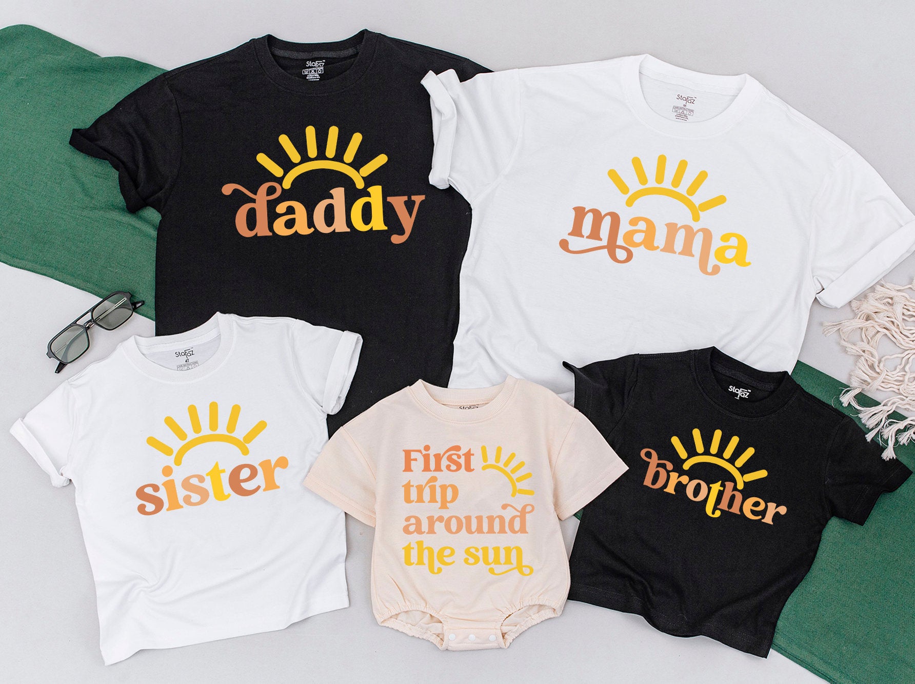 Boho Family Sun Shirts for First Birthday Celebration