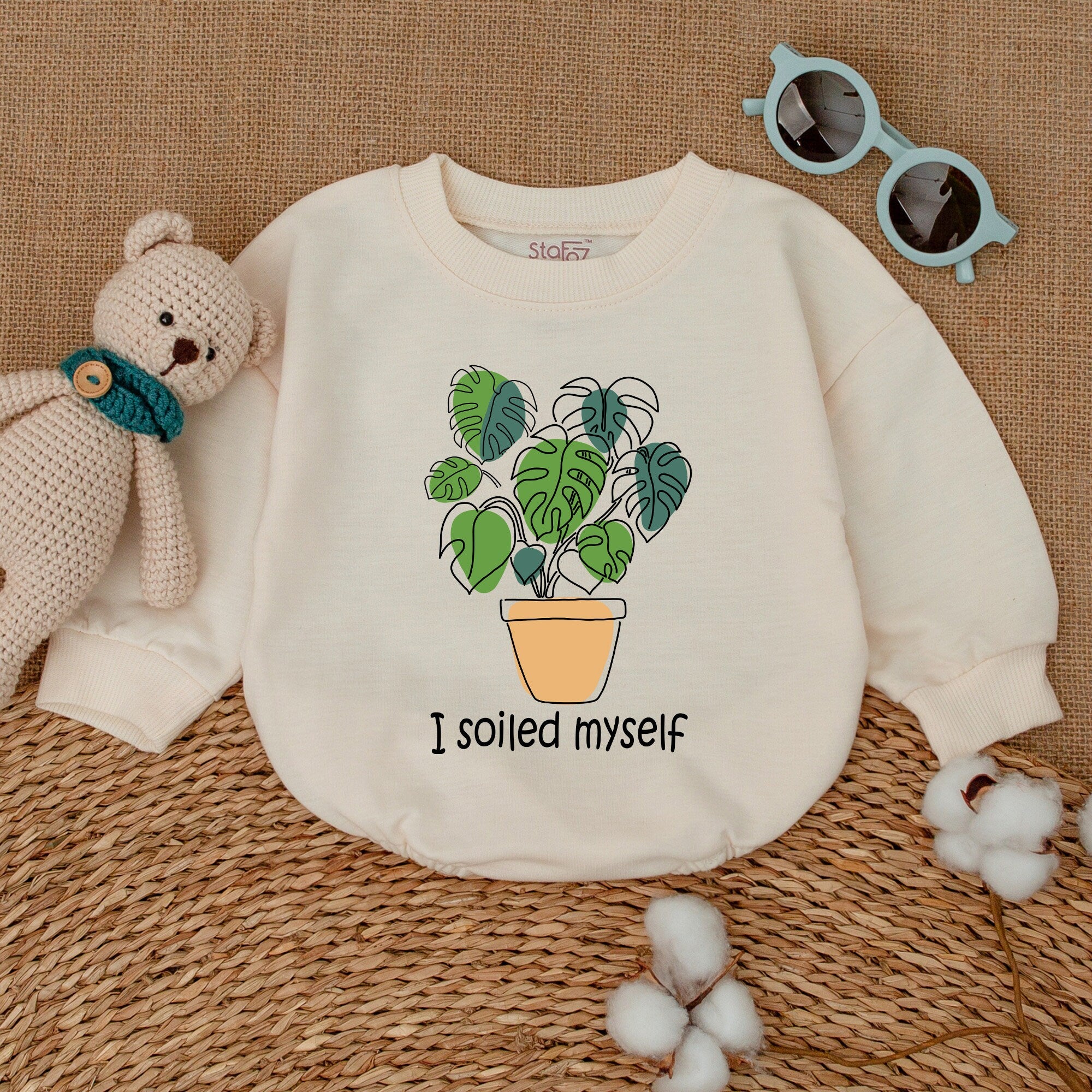 I Soiled Myself Baby Romper with Monstera Plant Design Gender Neutral Infant Bodysuit Ideal for Baby Shower Gift Comfortable Cotton