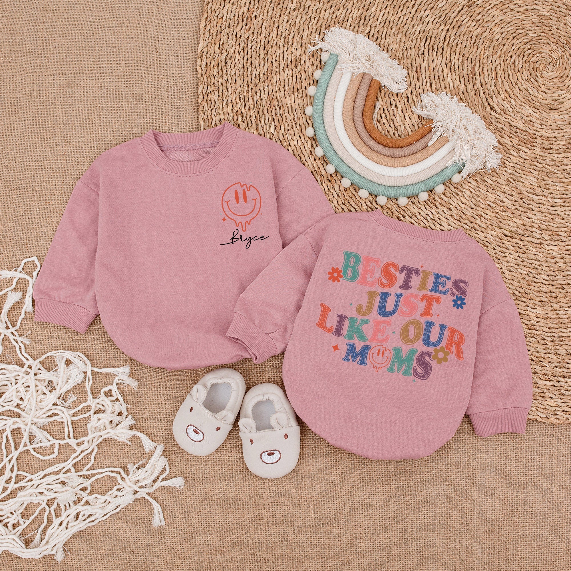 Custom Baby Bodysuit with Name - Besties Like Moms, Unique Gift