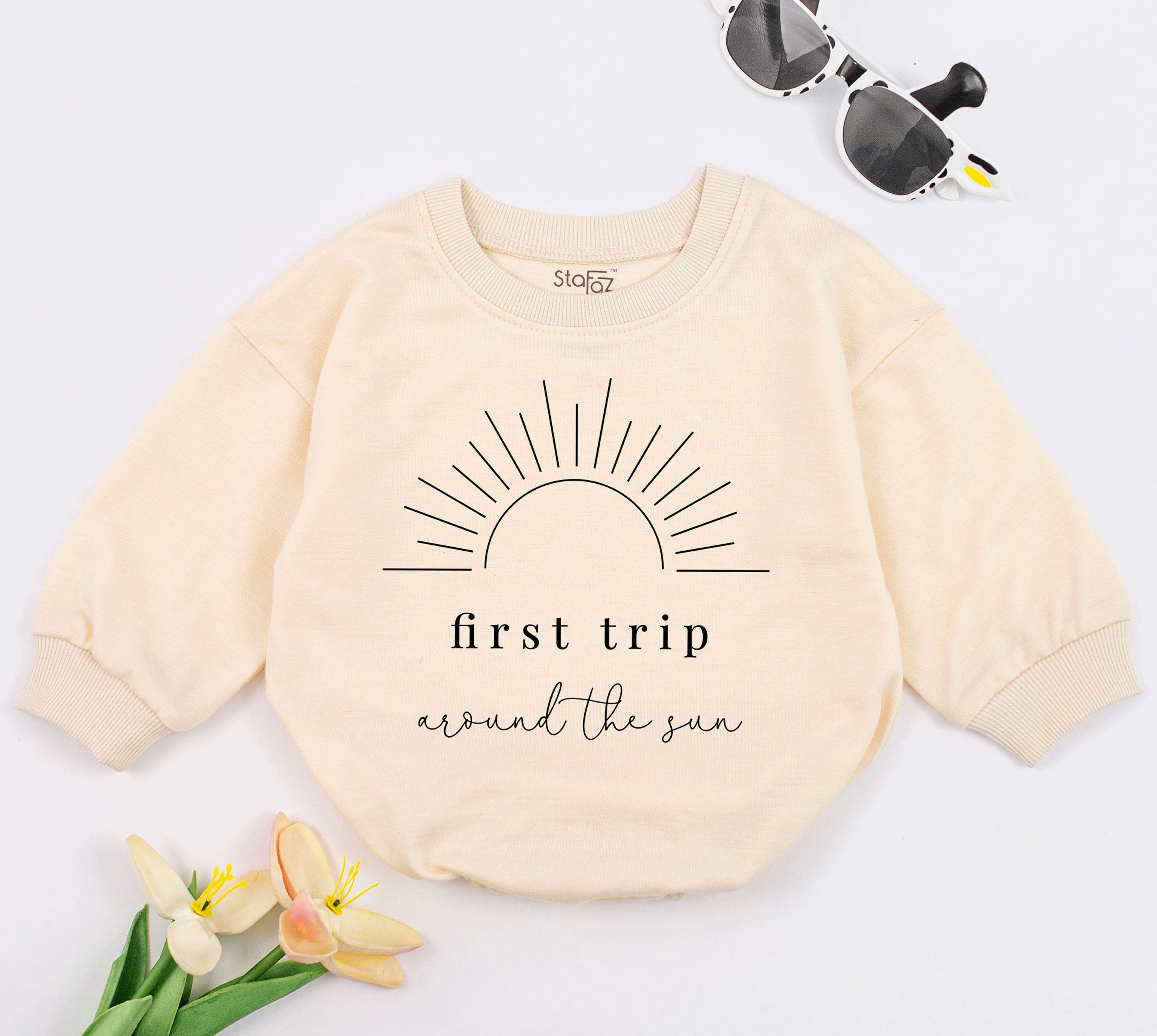 First Trip Around the Sun Baby Romper Soft Cotton Birthday Outfit Celebratory Adventure Gift Comfortable Infant Smash Cake Clothing