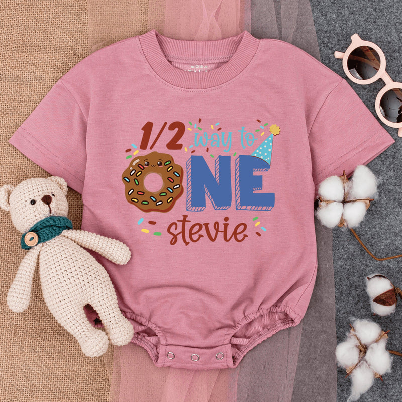 Personalized Donut Half Birthday Romper - Celebrate Your Baby's Milestone