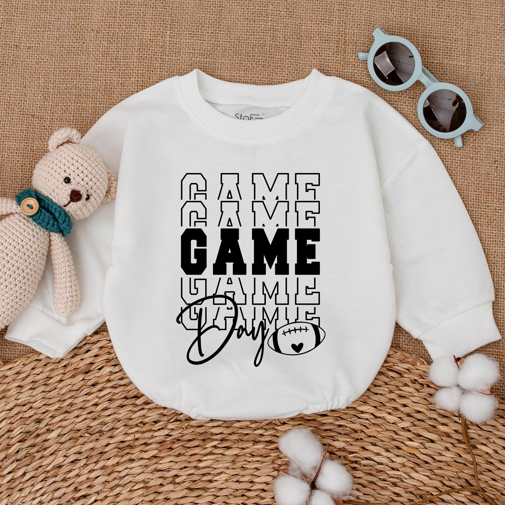 Game Day Football Romper for Baby Boys and Girls Sporty Outfit with Football Graphic Soft Cotton Summer Event Gift