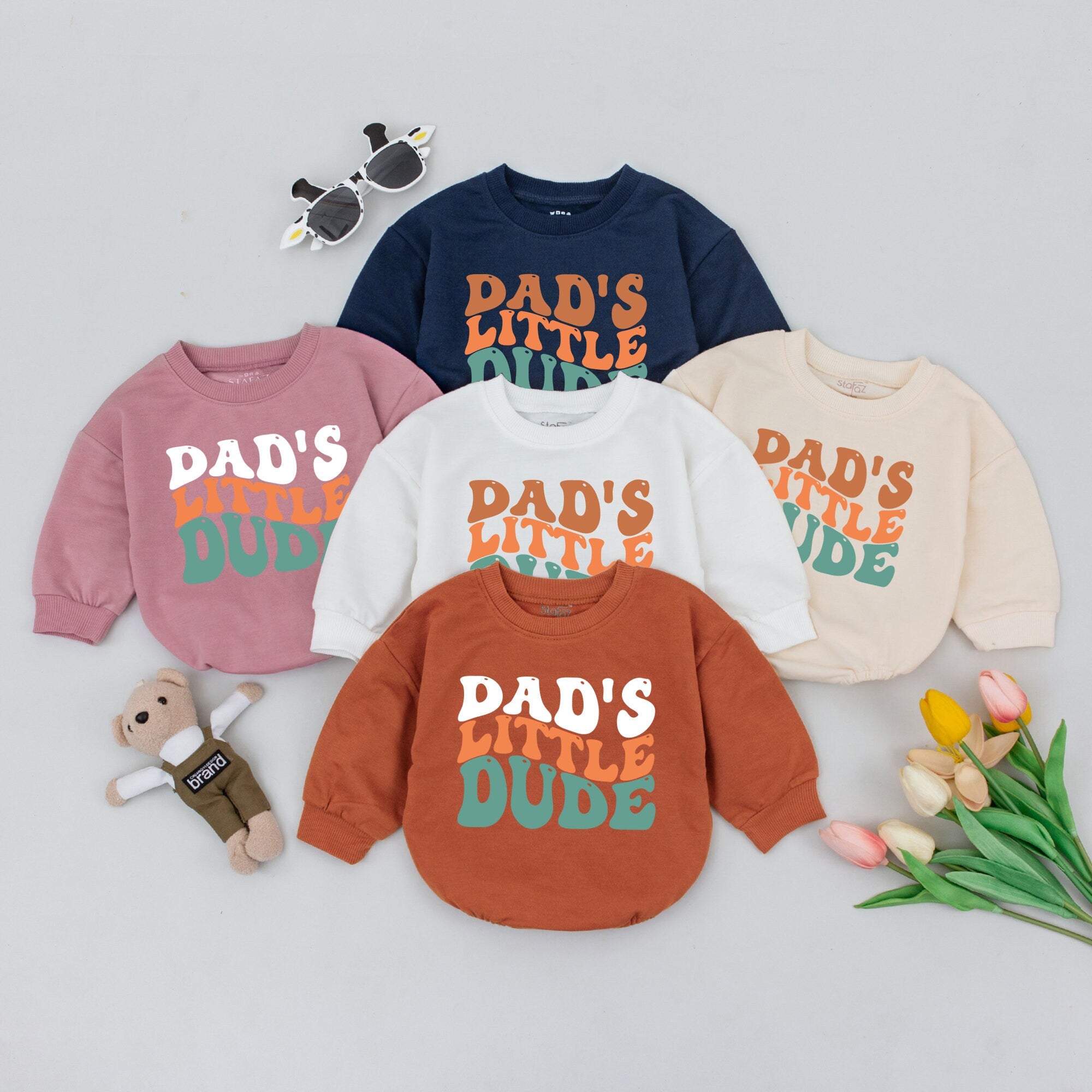 Dad's Little Dude Baby Romper Playful Design Father's Day Gift for New Dad Soft Cotton Outfit for Baby Boy Celebrations