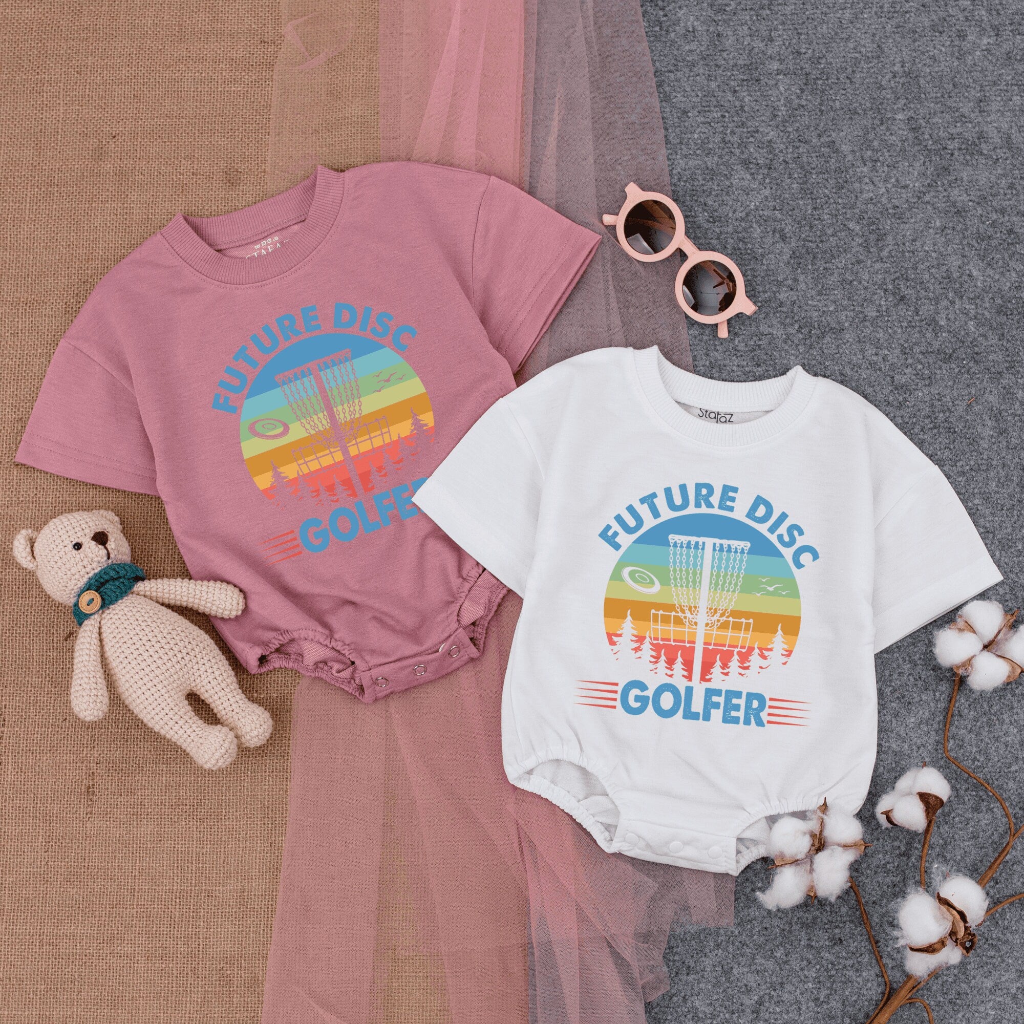 Future Disc Golfer Infant Romper with Retro Graphic
