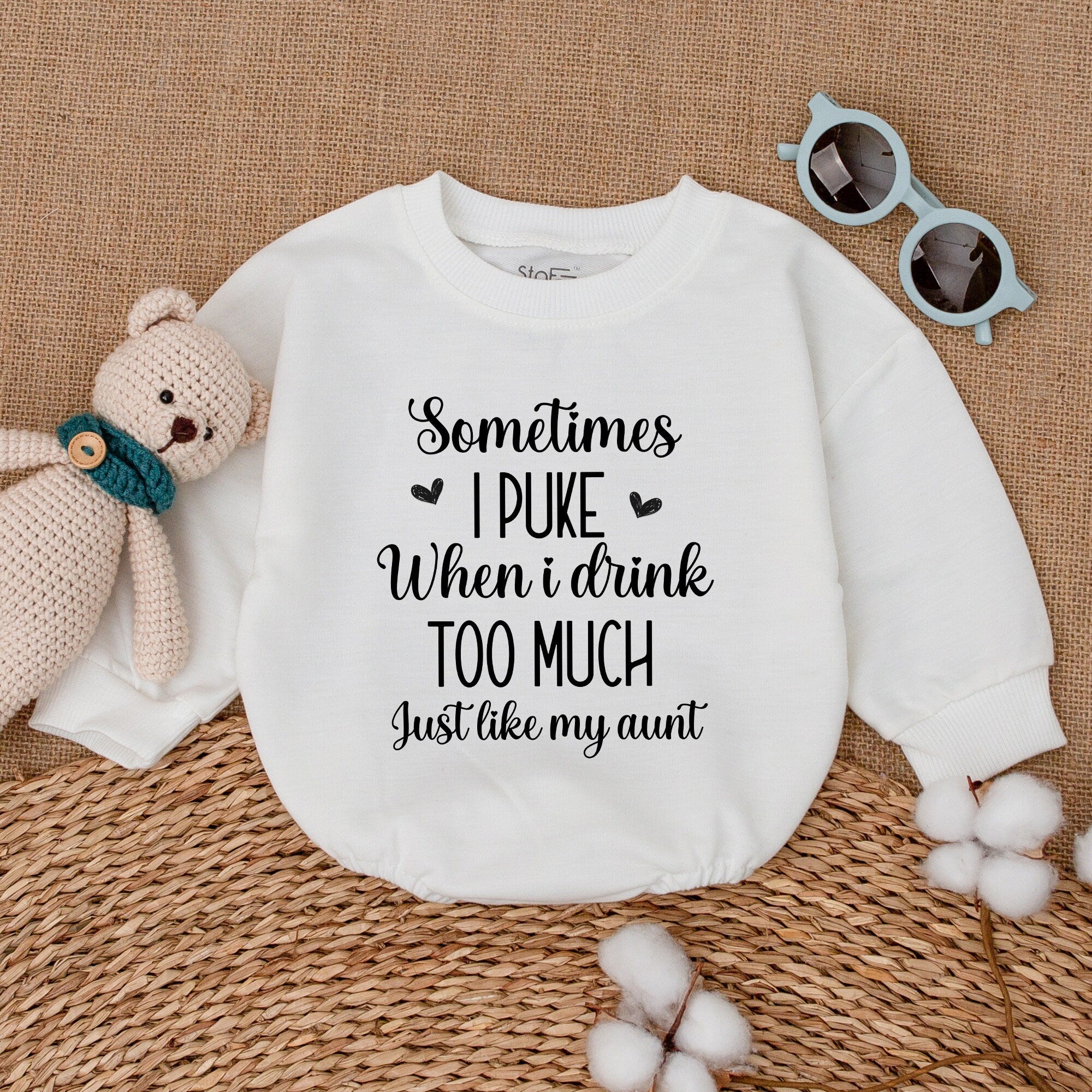 Sometimes I Puke Romper Baby Bodysuit Retro Vintage Humor Outfit Soft Cotton Infant Gift for Auntie's Bestie Party or Casual Wear