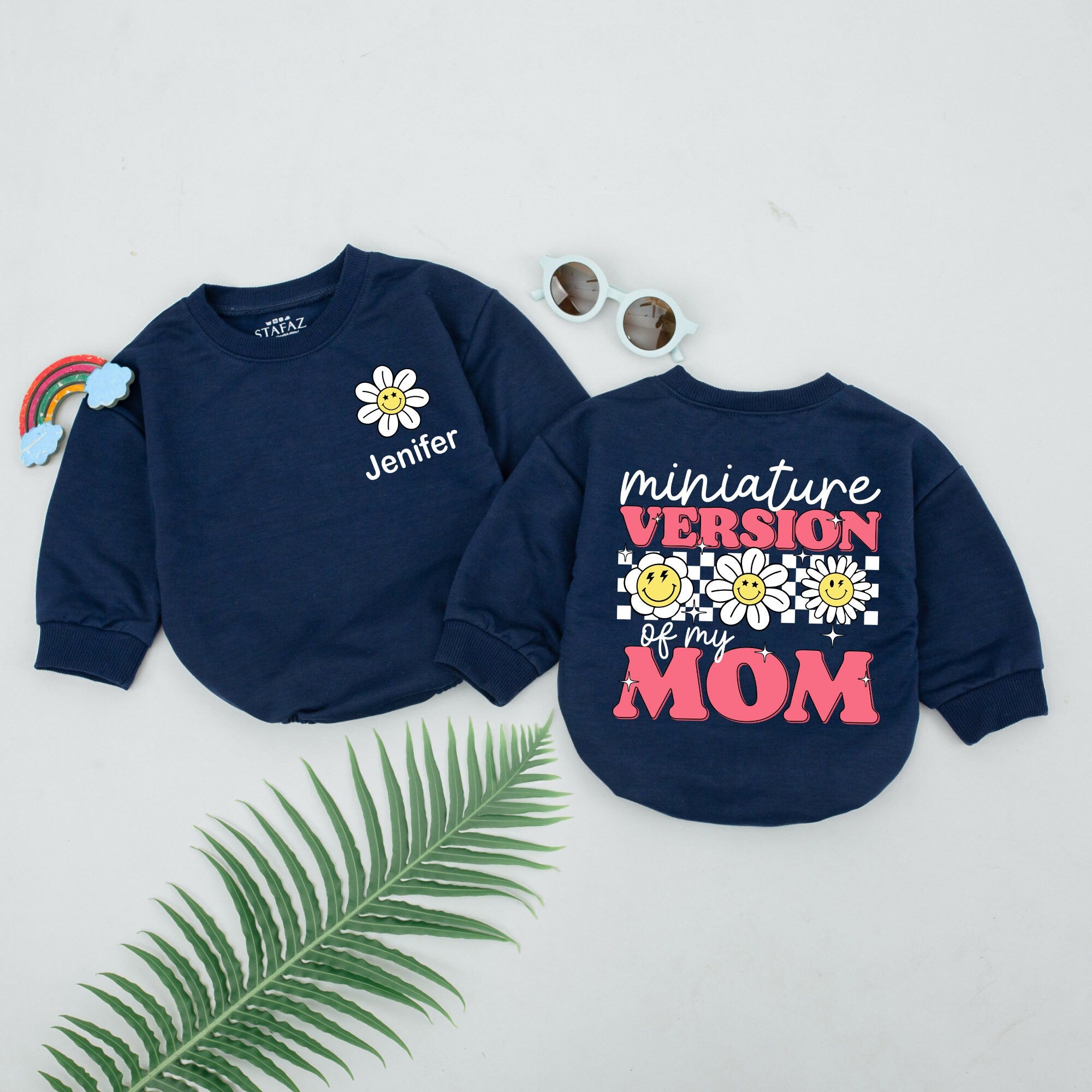 Miniature Version of My Mom Romper Cute Daisy Design for Baby Girl Mother's Day Gift Personalized Soft Cotton Playful Outfit