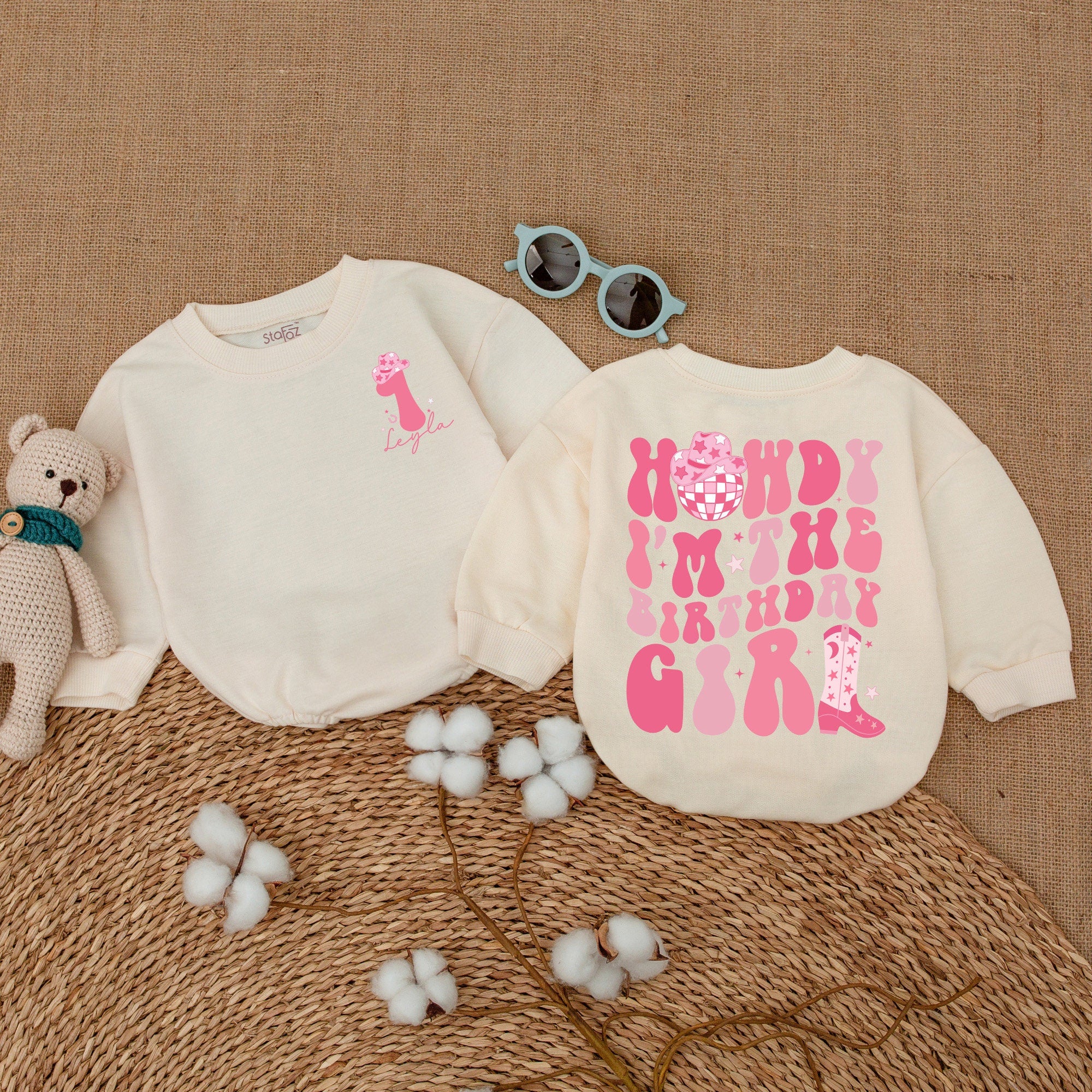 Personalized Howdy Birthday Girl Cowgirl Romper Outfit
