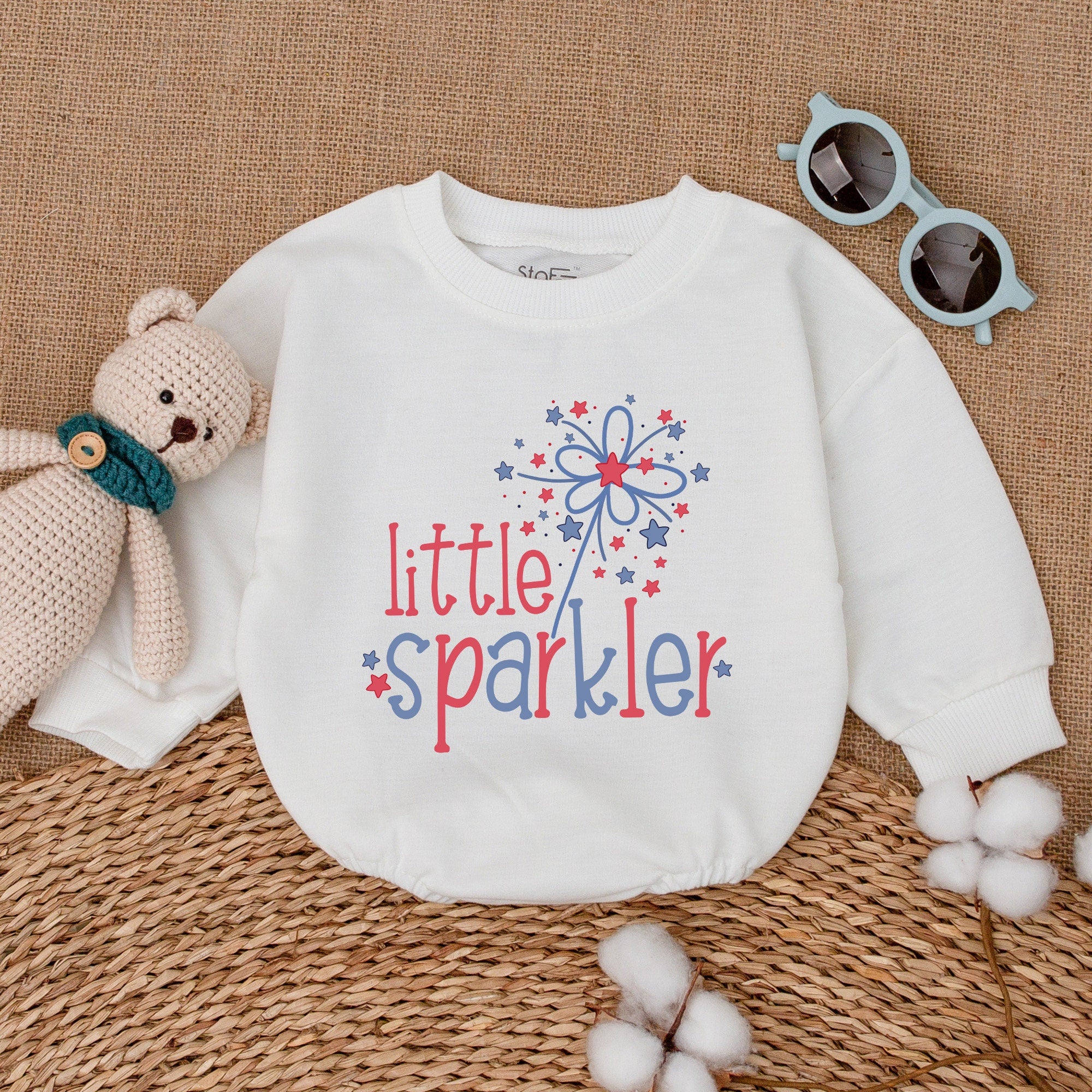 Little Sparkler Baby Romper 4th of July Firecracker Bodysuit Newborn Patriotic Outfit Cotton Comfy Infant Gift Personalized Holiday Clothes