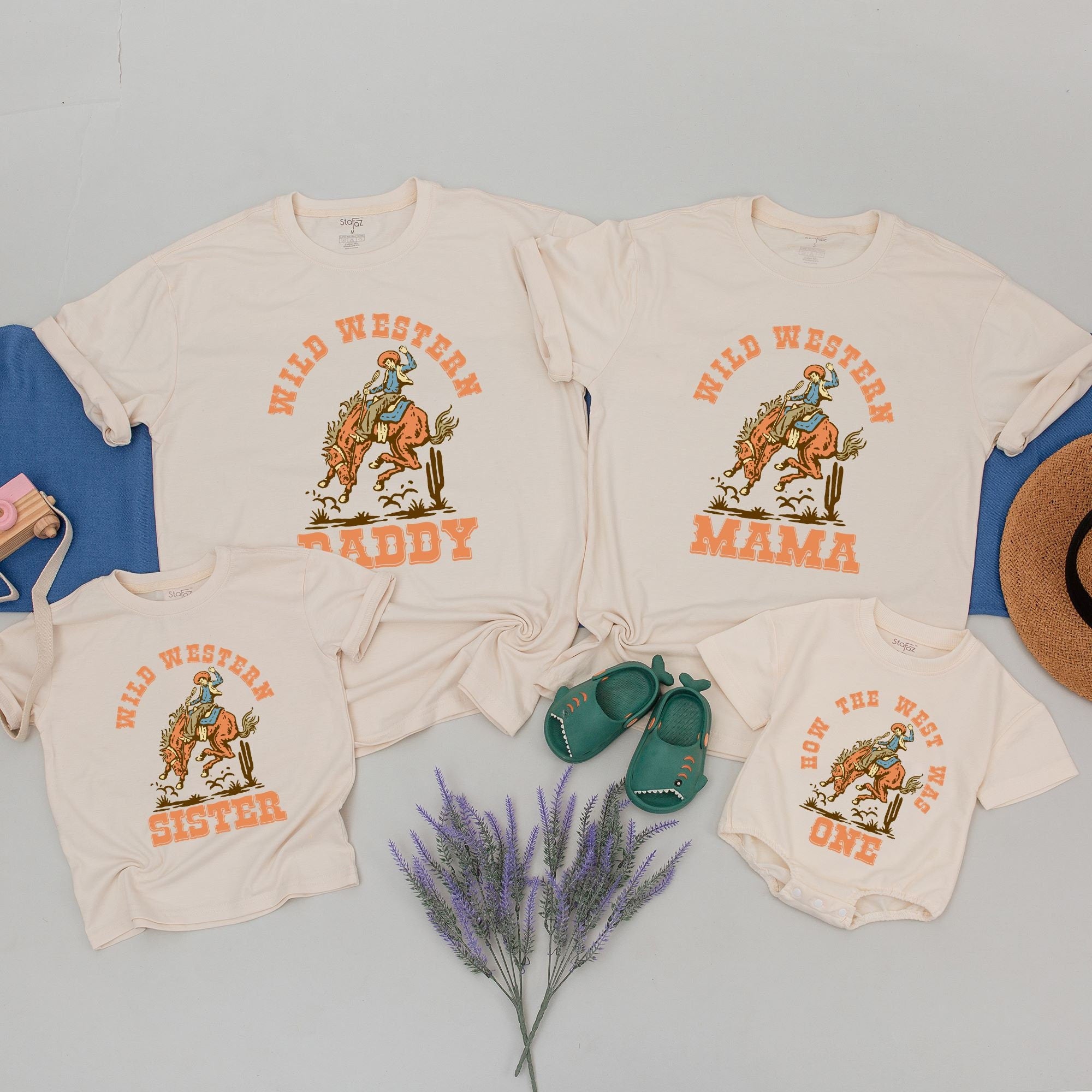 Wild Western Cowboy 1st Birthday Outfit Personalized Family Tee Desert Design