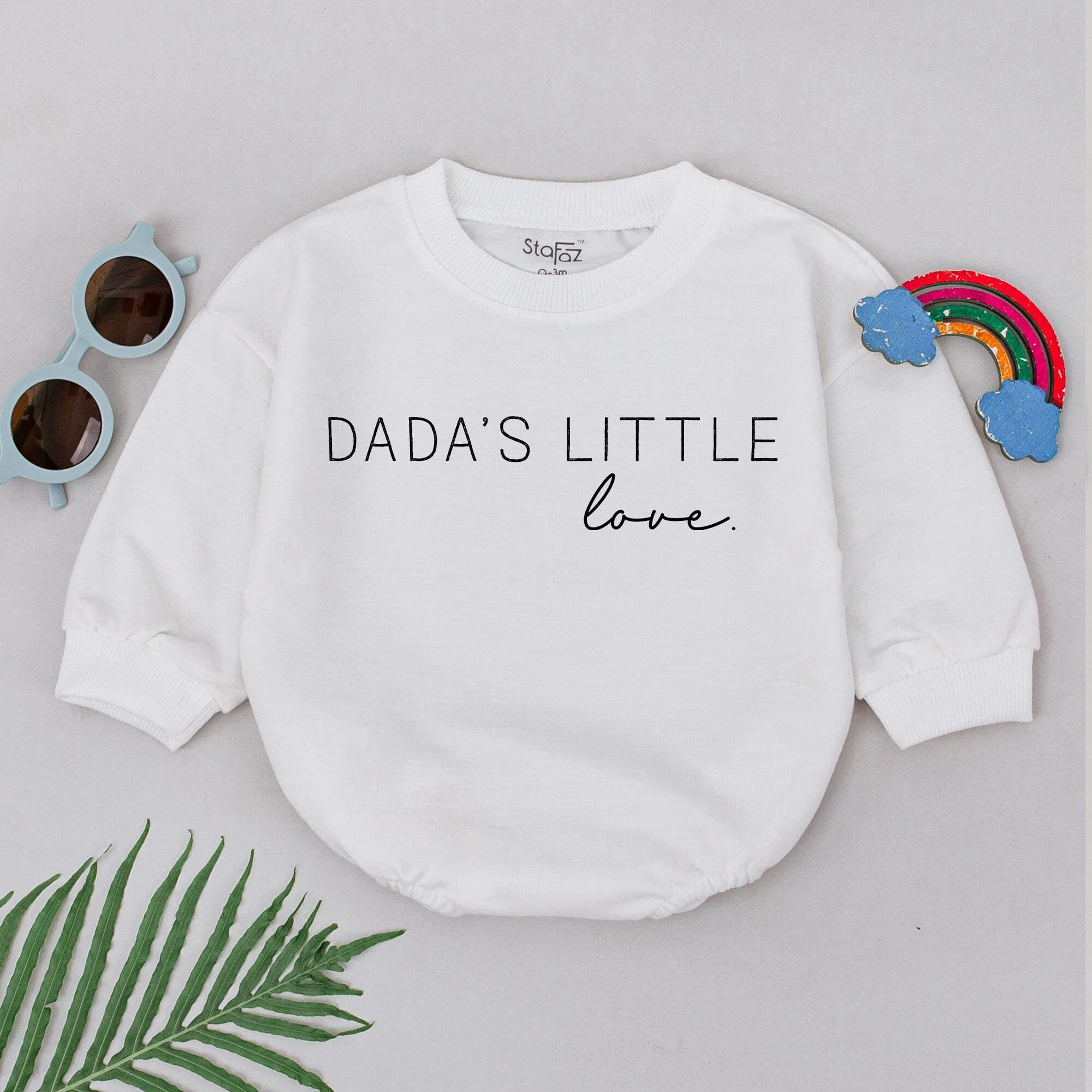 Dada's Little Love Romper Pink or White Baby Girl Father's Day Gift Newborn Soft Cotton Outfit Natural Infant Clothes Comfortable
