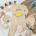 Auntie's Little Ray of Sunshine Baby Bodysuit and Hat Set Newborn Gift Cotton Long Sleeve Outfit Personalized Name Option