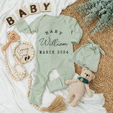 Personalized Baby Girl Coming Home Outfit Elegant Vintage Bodysuit Romper Hat Set March 2024 Newborn Gift Custom Name Announcement
