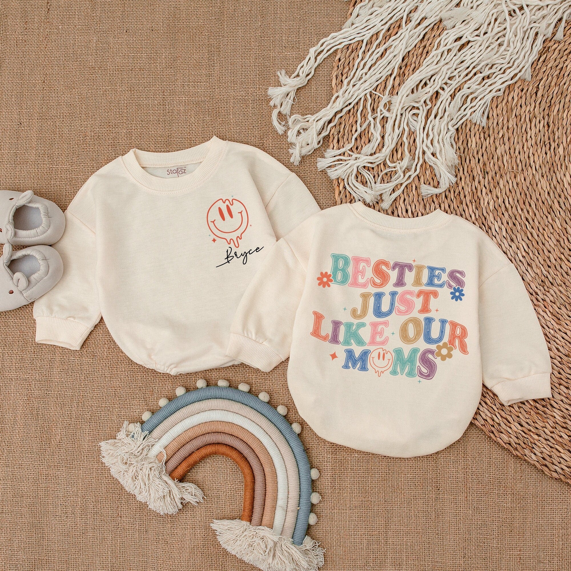 Custom Baby Bodysuit with Name - Besties Like Moms, Unique Gift