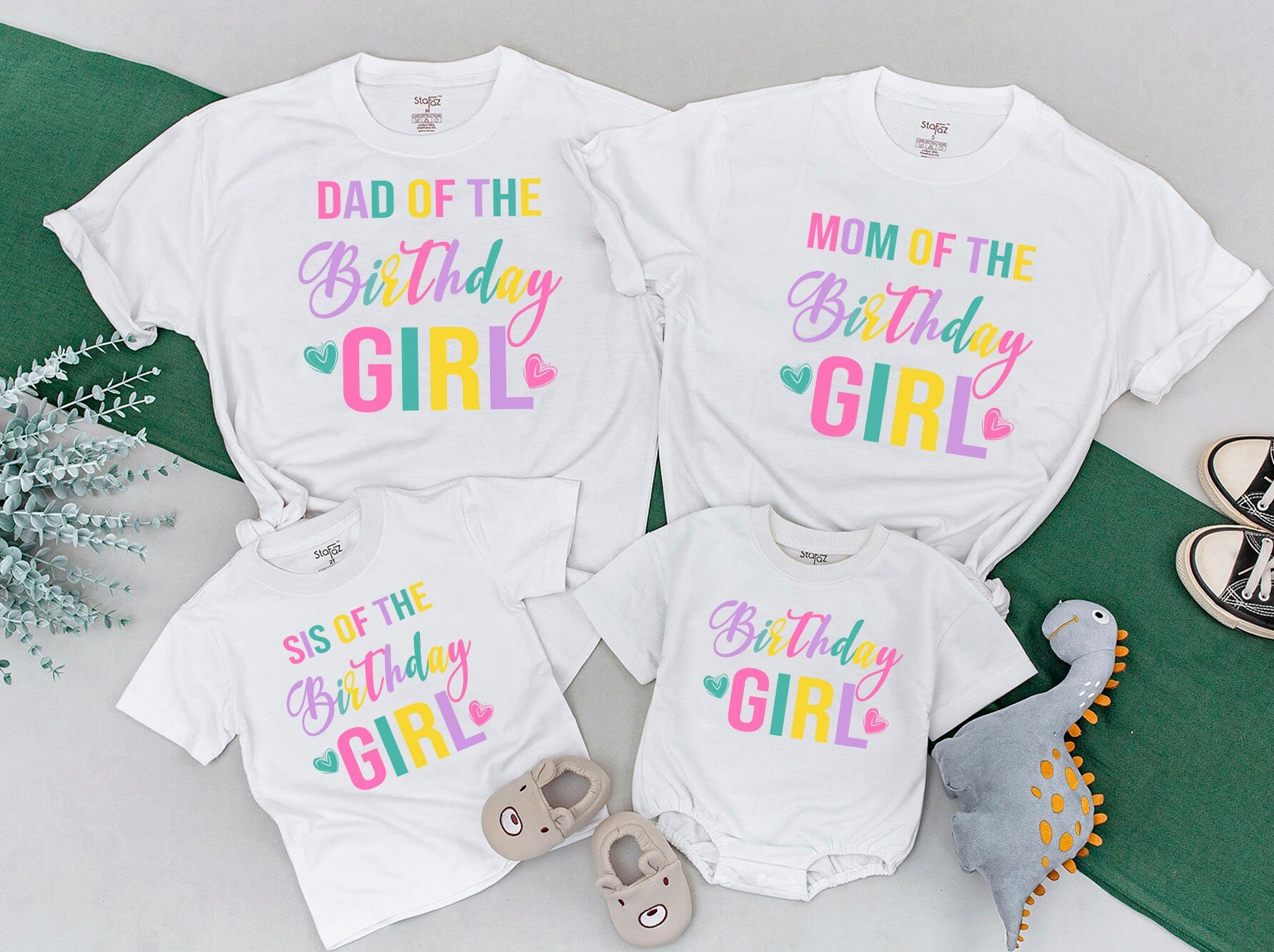 Birthday Girl Family Shirts with Colorful Design
