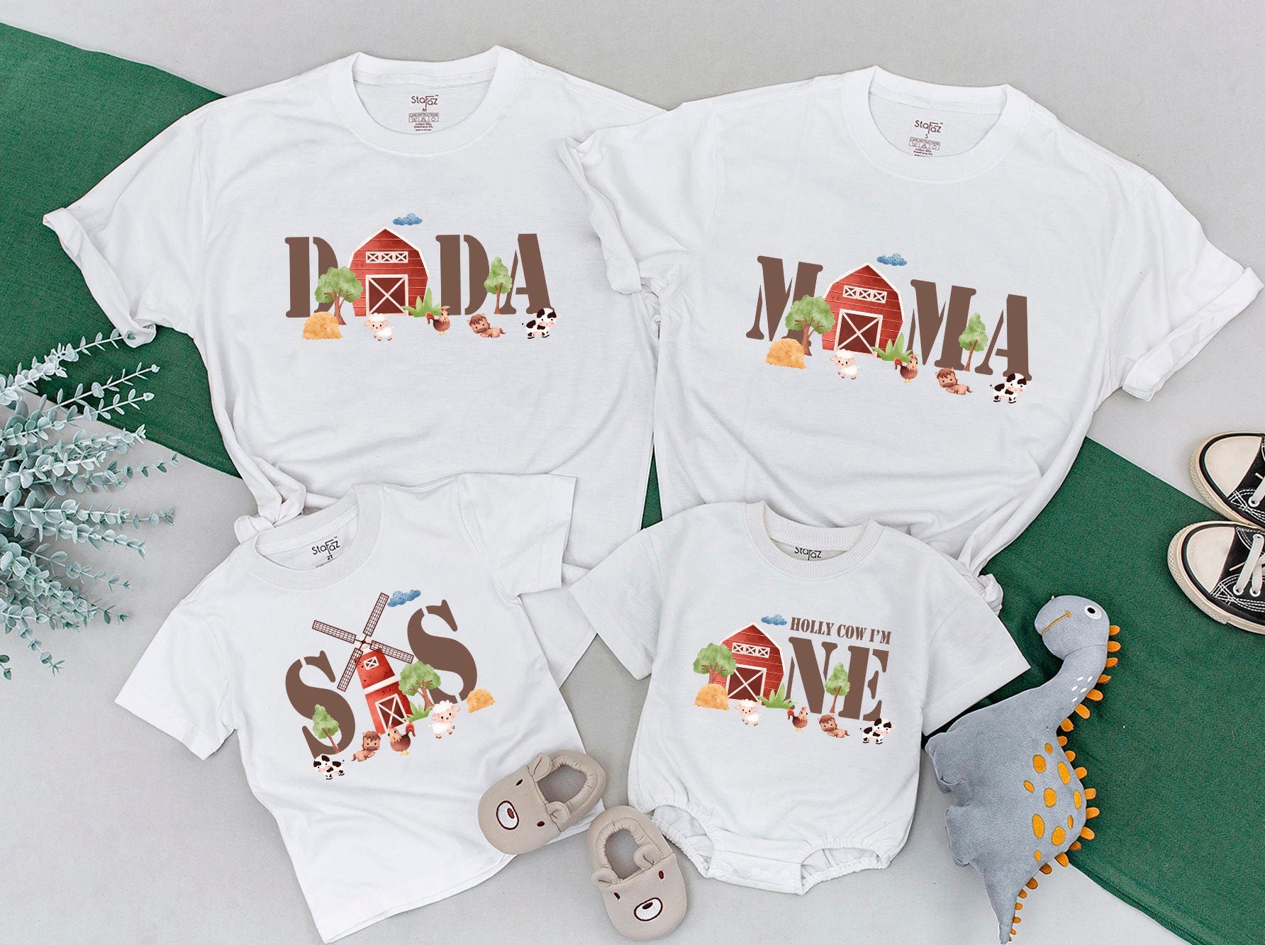 Farm-Themed 1st Birthday Family Matching Shirts