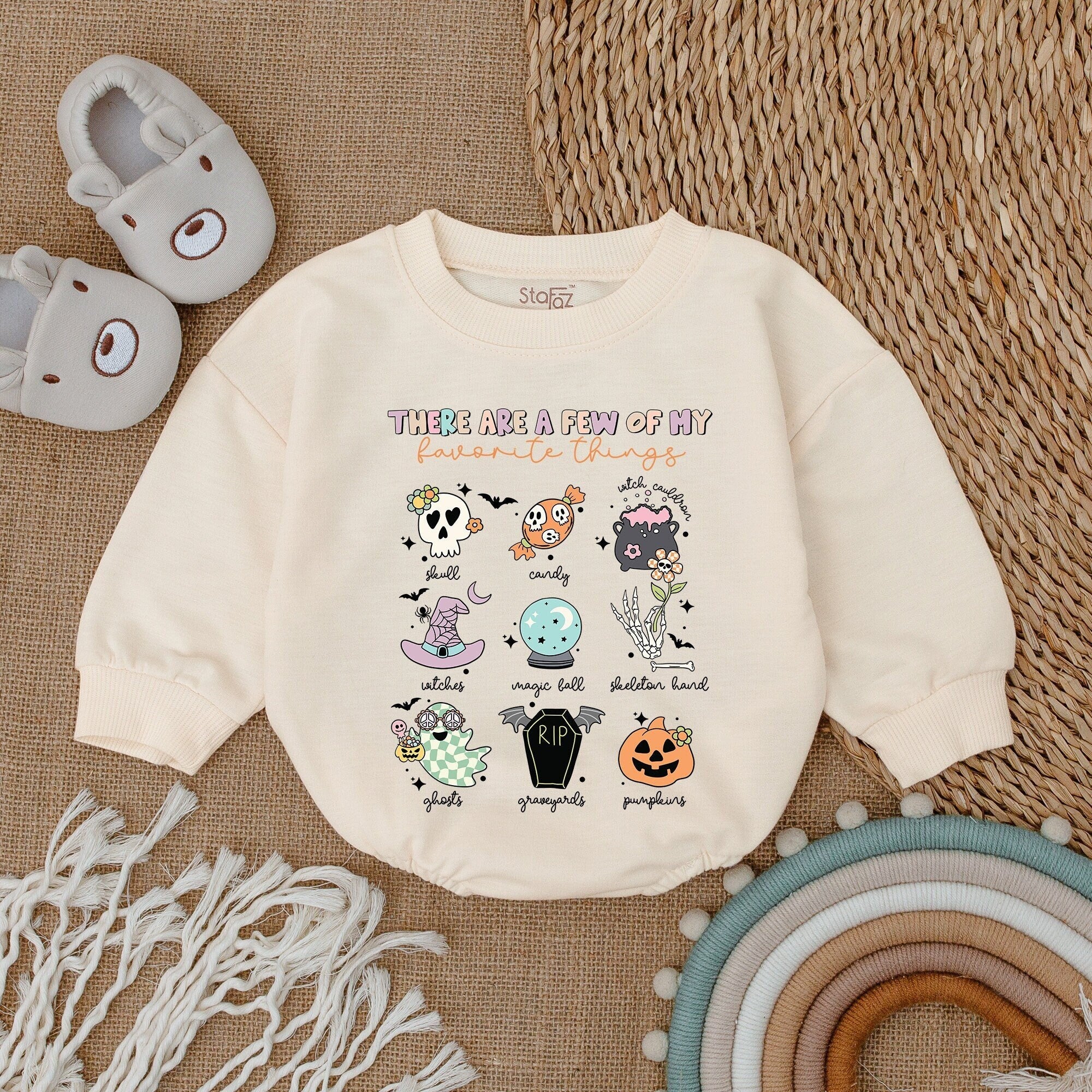 Spooky Season Baby Romper Fun Halloween Outfit with Skulls and Pumpkins Soft Cotton Newborn Clothes First Holiday Gift Idea