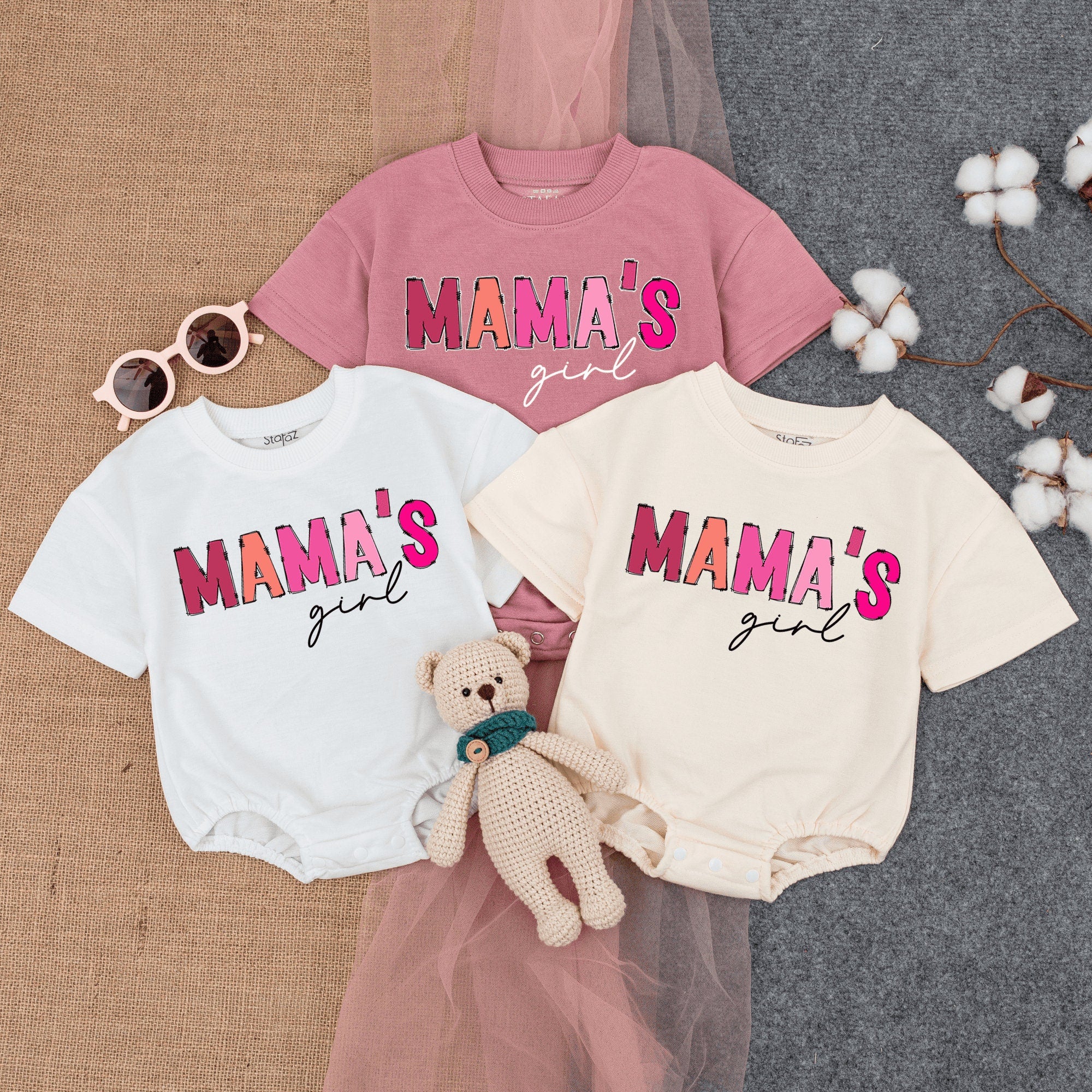 Mama's Girl Pink Bubble Romper with Script Design