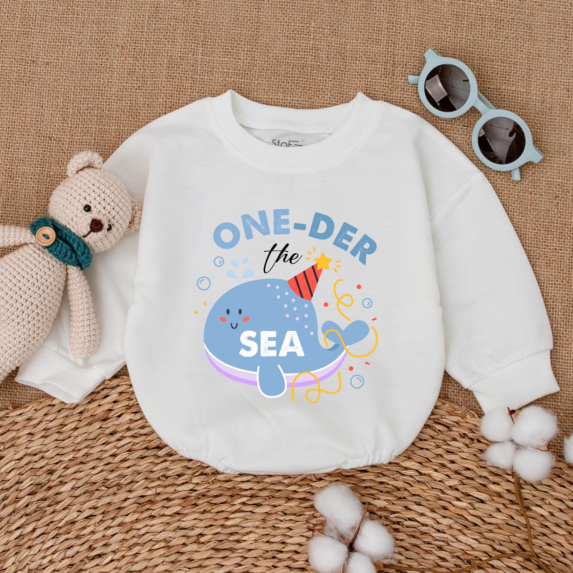 Oneder the Sea Whale Birthday Romper for Babies Party Outfit Cute Smash Cake Bodysuit Ocean Theme Comfortable Cotton Baby Shower Gift
