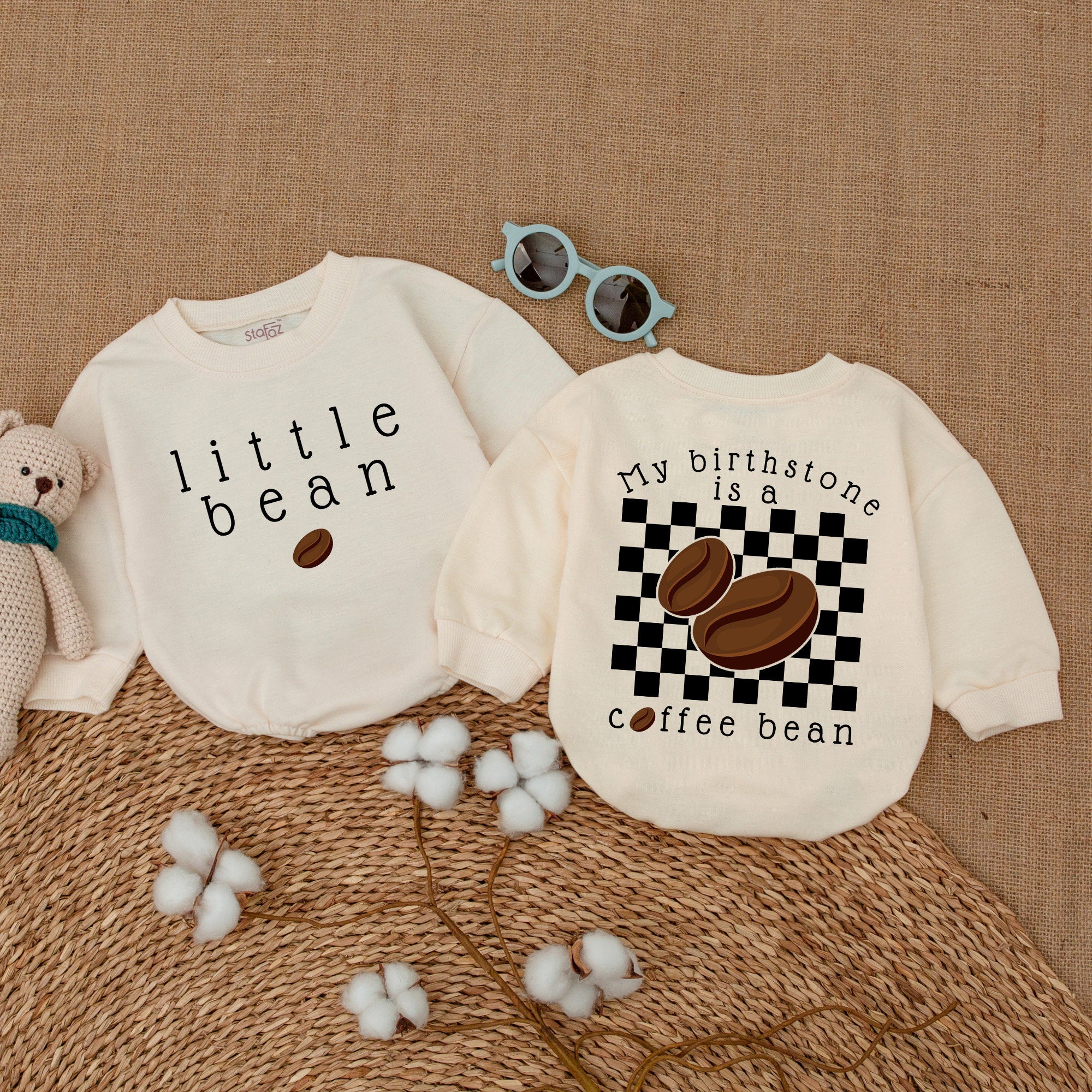 Little Bean Coffee Baby Bodysuit - Newborn Unisex Outfit