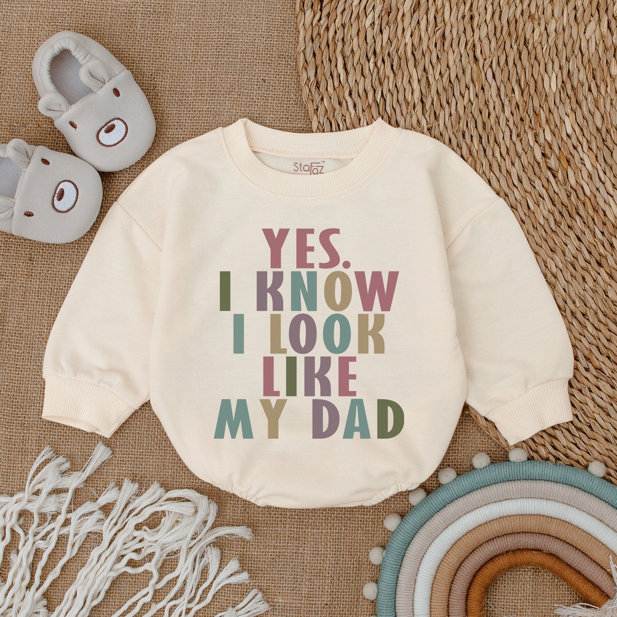 Yes I Know I Look Like My Dad Romper Baby Girl Bodysuit Daddy's Girl Outfit Soft Cotton Gift Birthday Party Holiday Colors