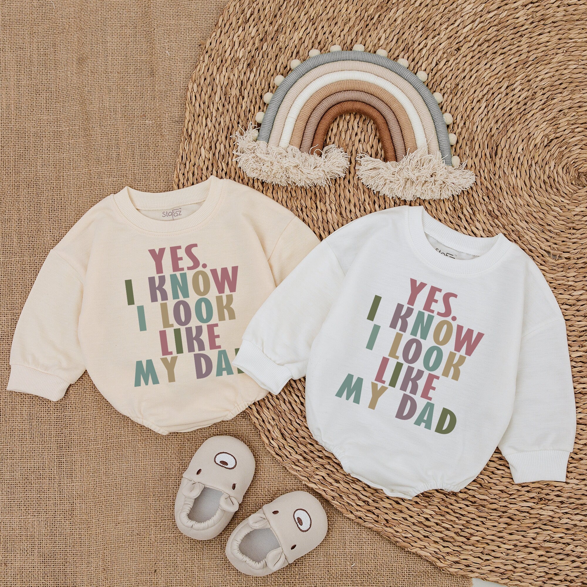 Yes I Know I Look Like My Dad Romper Baby Girl Bodysuit Daddy's Girl Outfit Soft Cotton Gift Birthday Party Holiday Colors