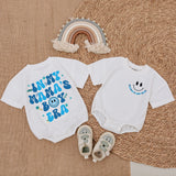 My Mama's Boy Era Baby Romper Fun Blue Smiley Design Gift for Infant Soft Cotton Outfit Birthday or Casual Wear