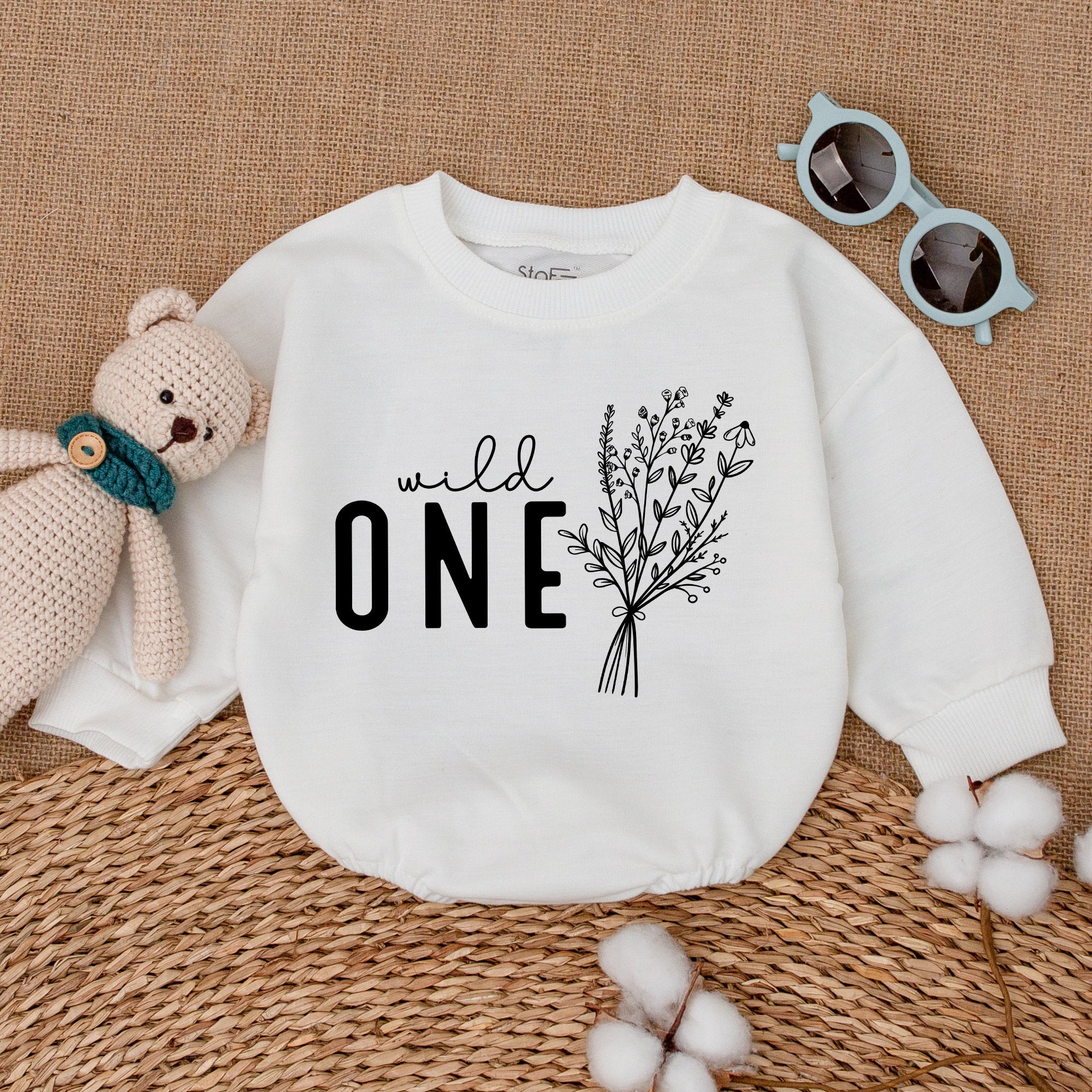 Wild One Floral Baby Romper for Birthdays & Special Occasions