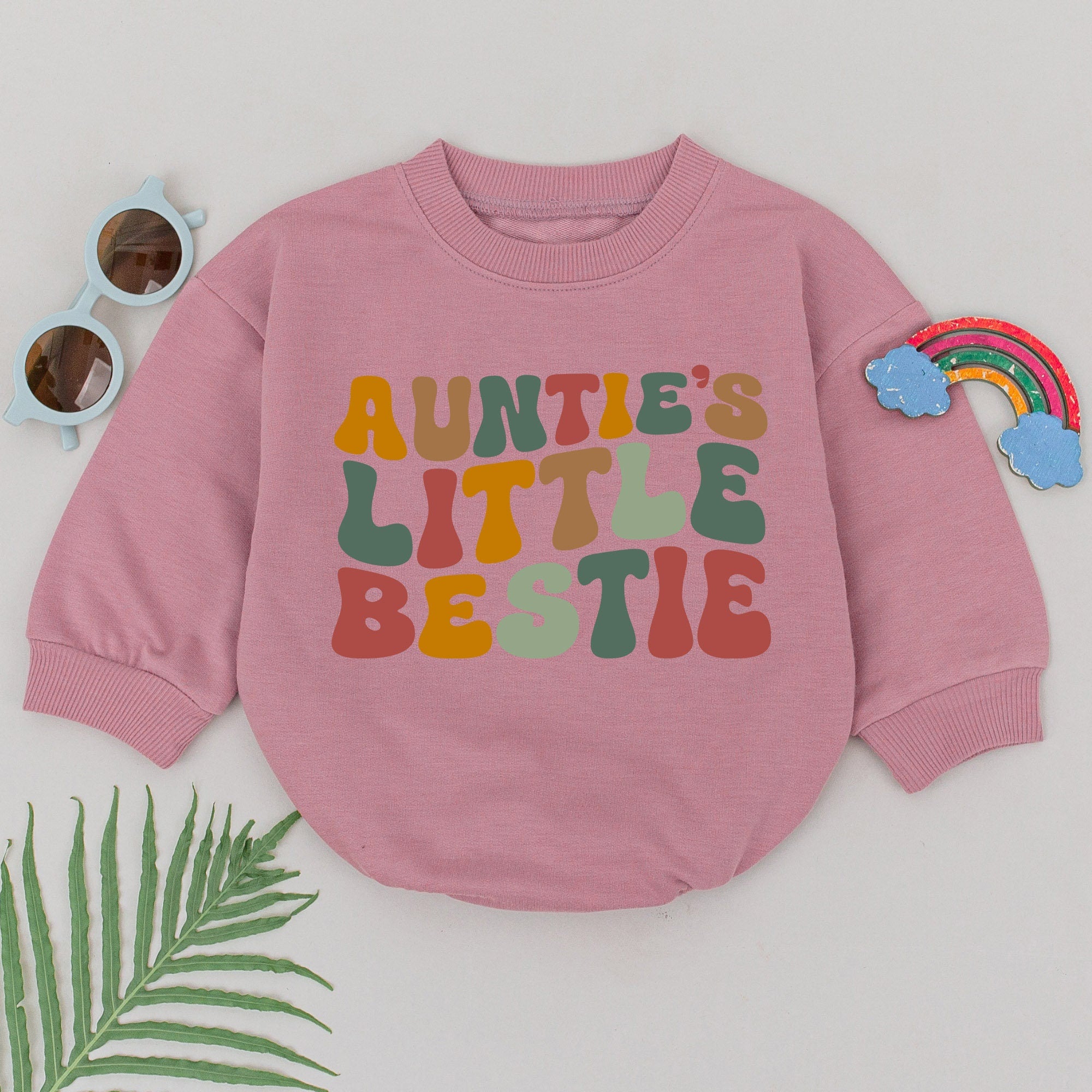 Retro Auntie's Little Bestie Baby Romper for Newborns