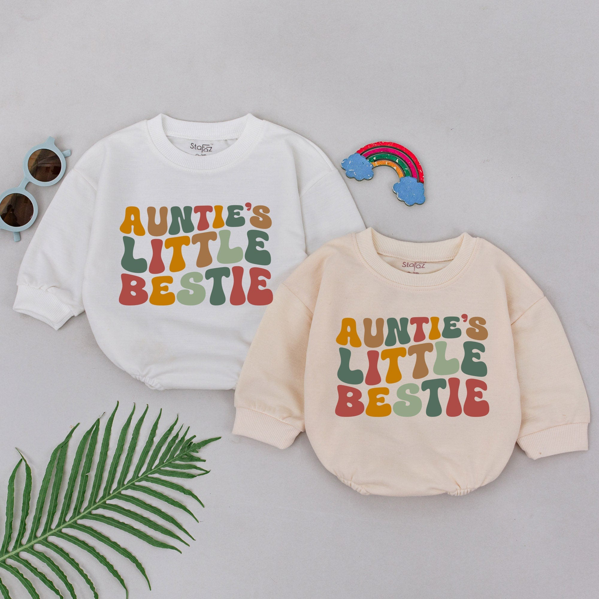 Retro Auntie's Little Bestie Baby Romper for Newborns