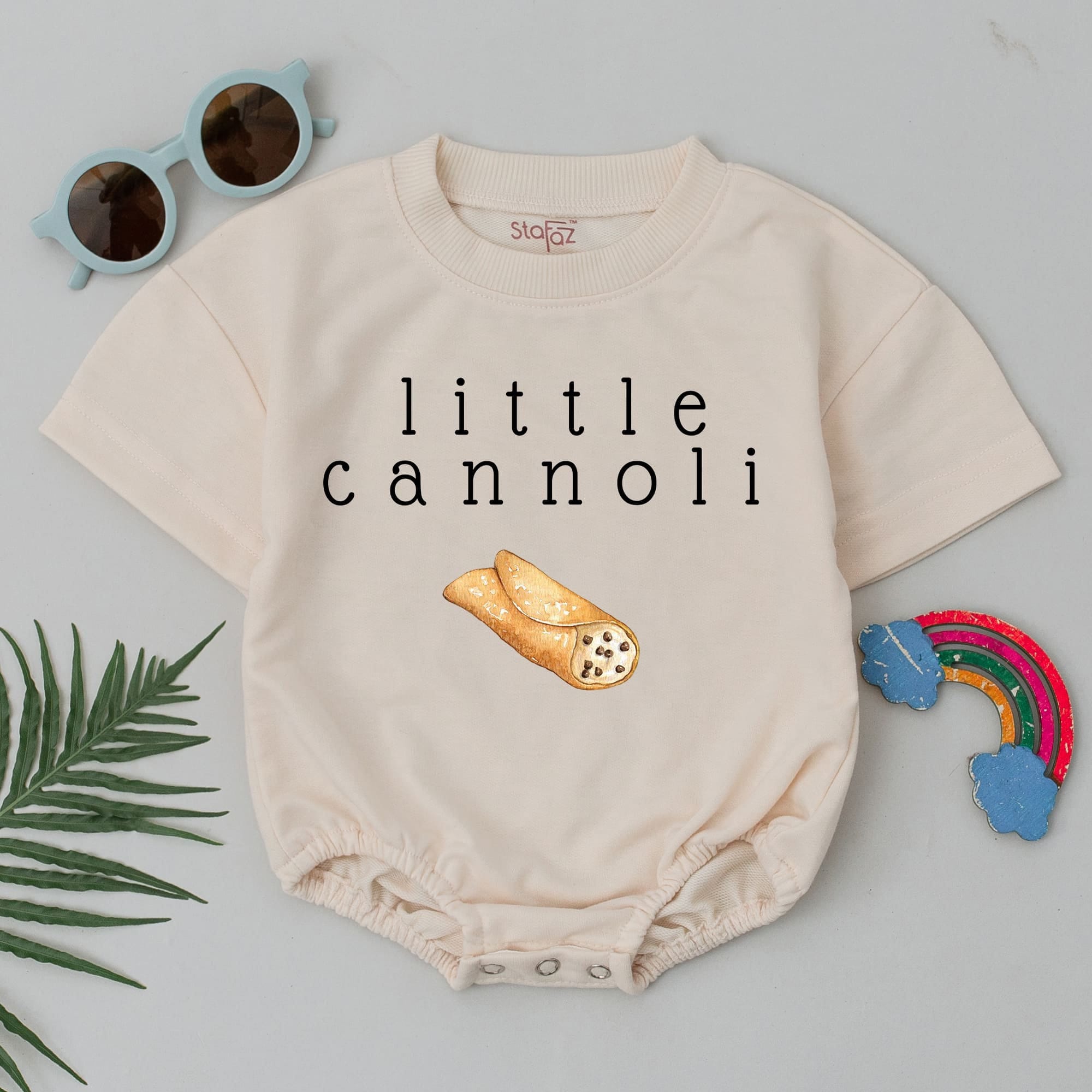 Little Cannoli Romper Baby Foodie Bodysuit Minimalist Italian Pastry Design Newborn Toddler Gift Soft Cotton Birthday Shower Outfit