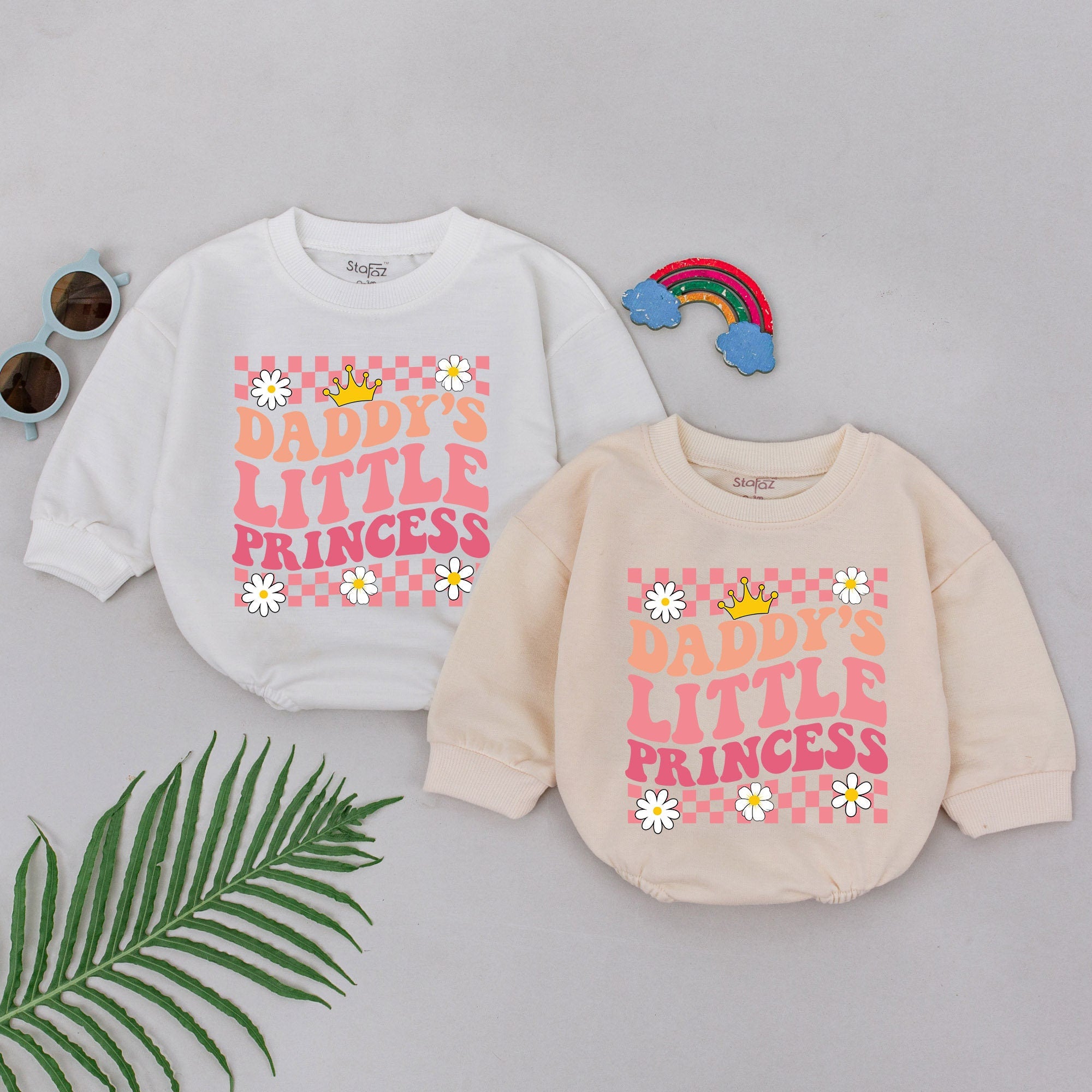 Daddy's Little Princess Baby Romper Pink Floral Design Father's Day Gift Toddler Girl Outfit Newborn Cute Checkered Pattern Soft Cotton