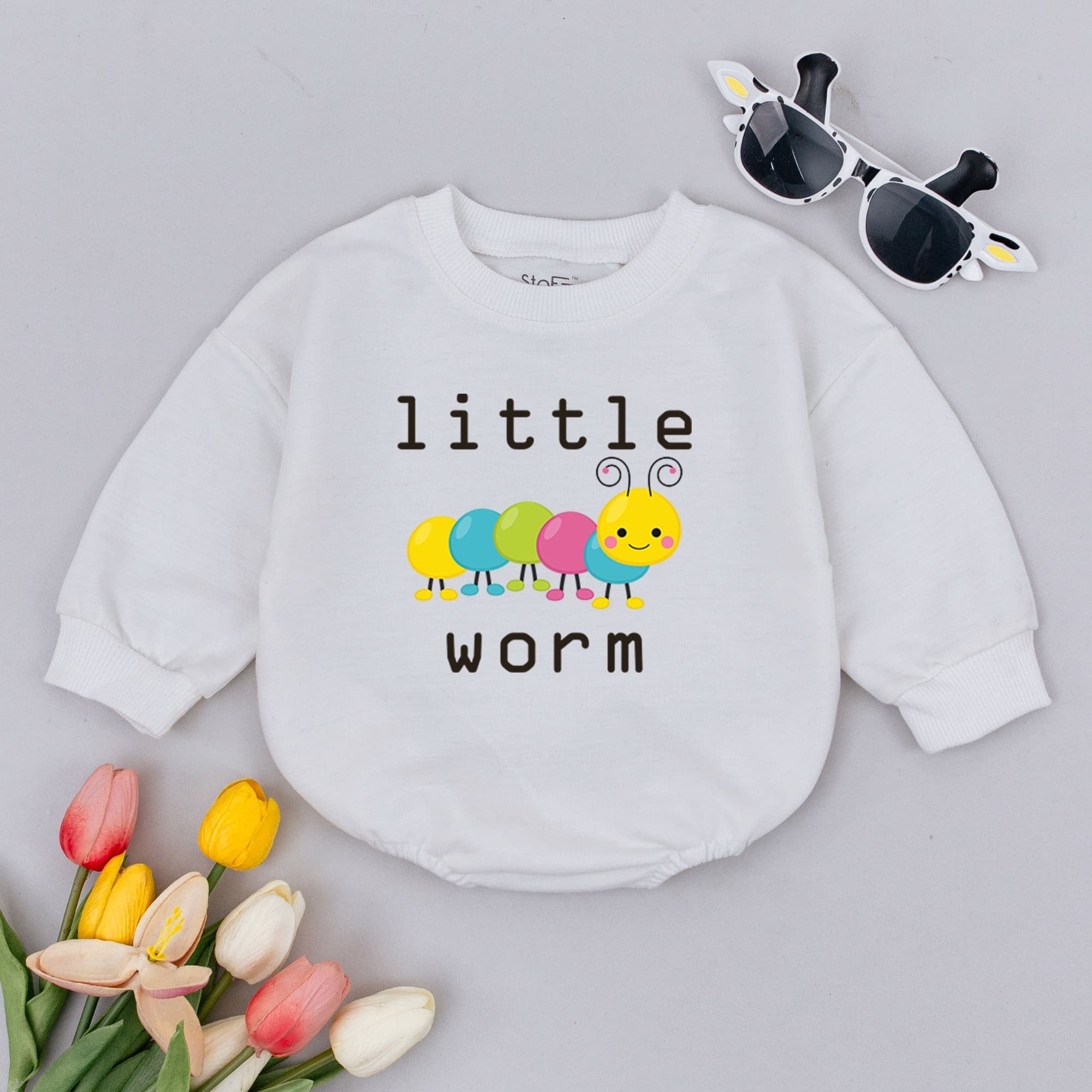 Little Worm Baby Romper Cute Caterpillar Design Soft Cotton Infant Bodysuit Playful Minimalist Outfit Perfect for Baby Gifts