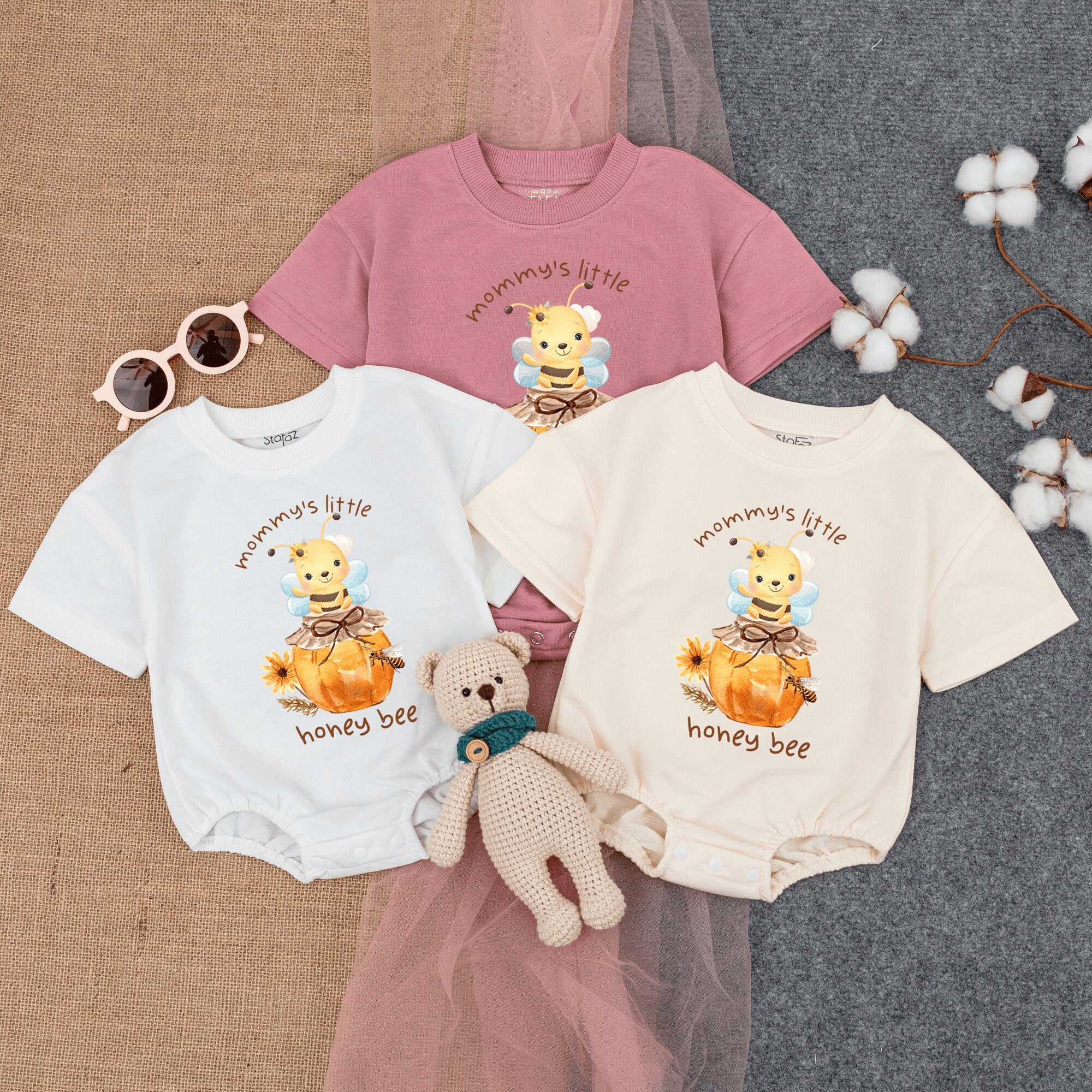 Mommy's Little Honey Bee Baby Romper Cute Cartoon Bee Design Infant Outfit Soft Cotton Birthday Gift Playful Nature Theme