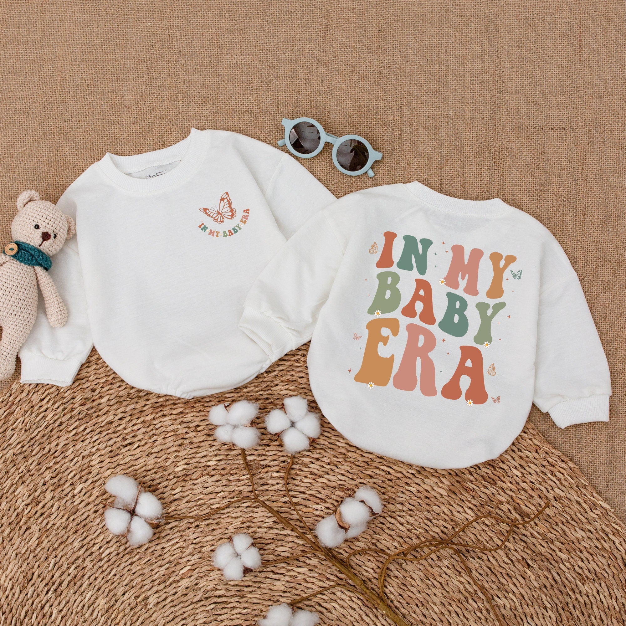 Retro Wavy Baby Romper: Unique 70s-Inspired Baby Girl Outfit