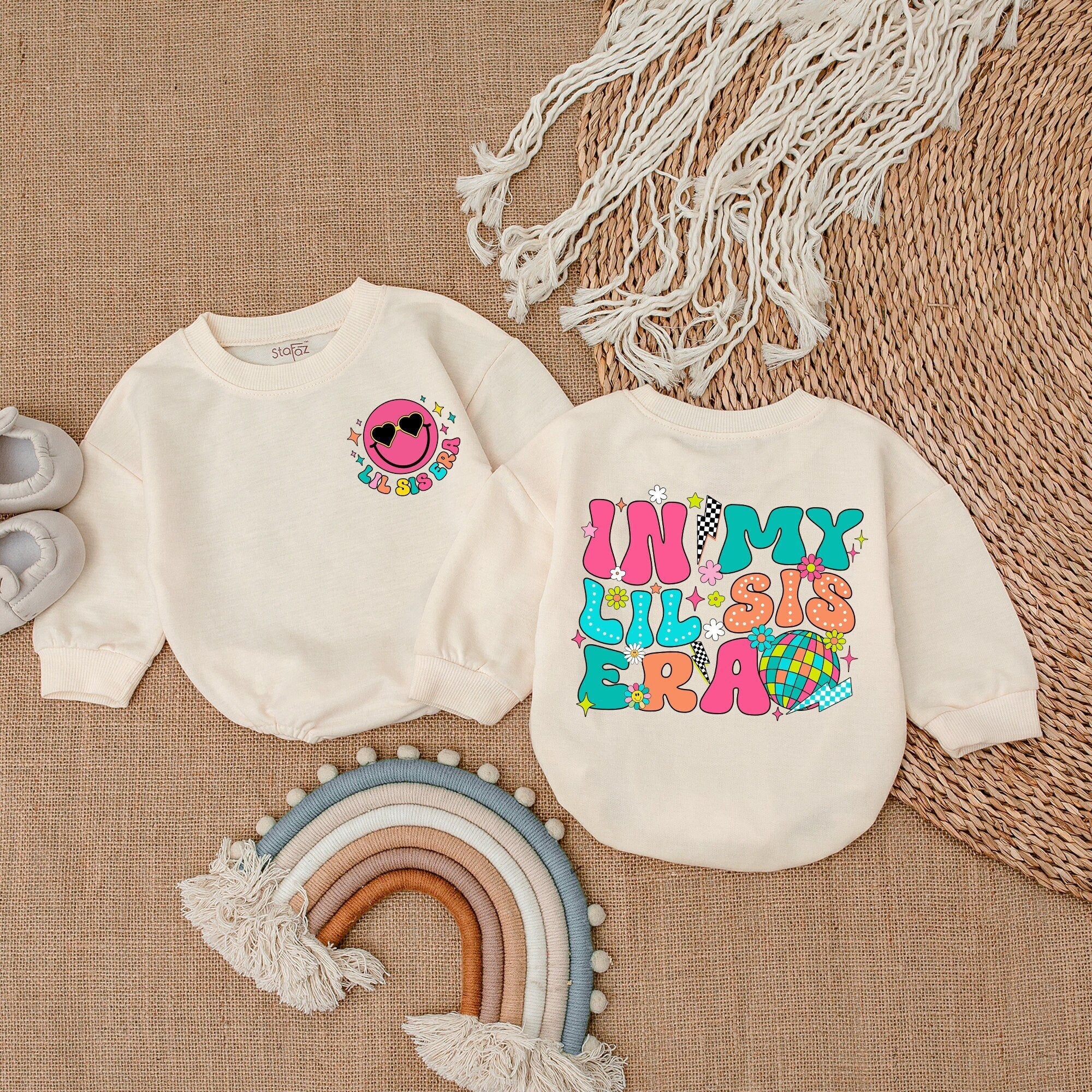 In My Lil Sis Era Baby Girl Romper with Colorful Design