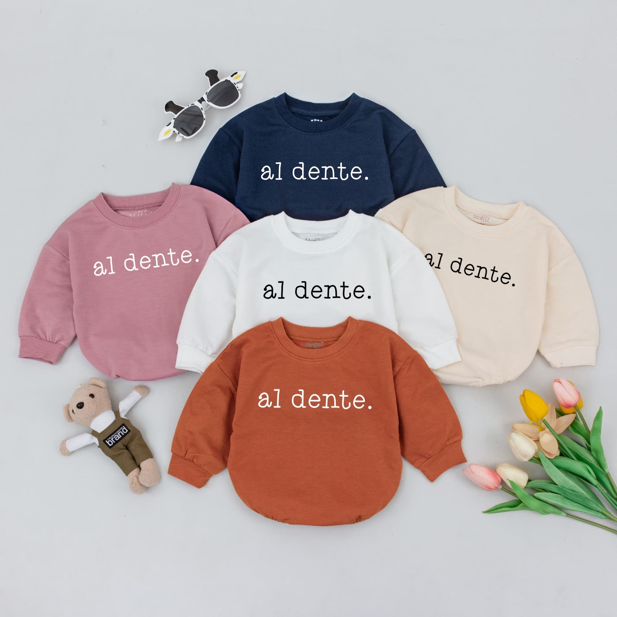 Minimalist 'Al Dente' Baby Romper for Pasta Lovers